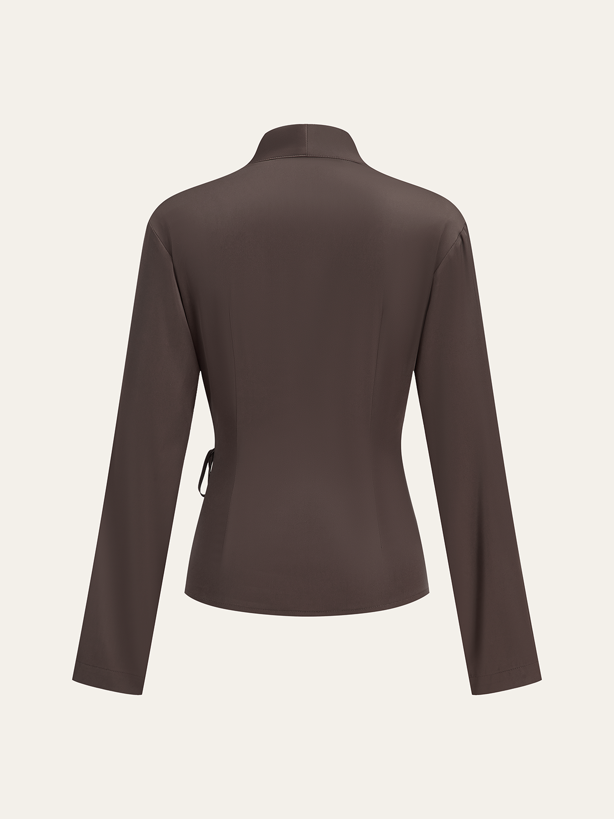 Satin Wrap-Front Long-Sleeve Top-Massicos