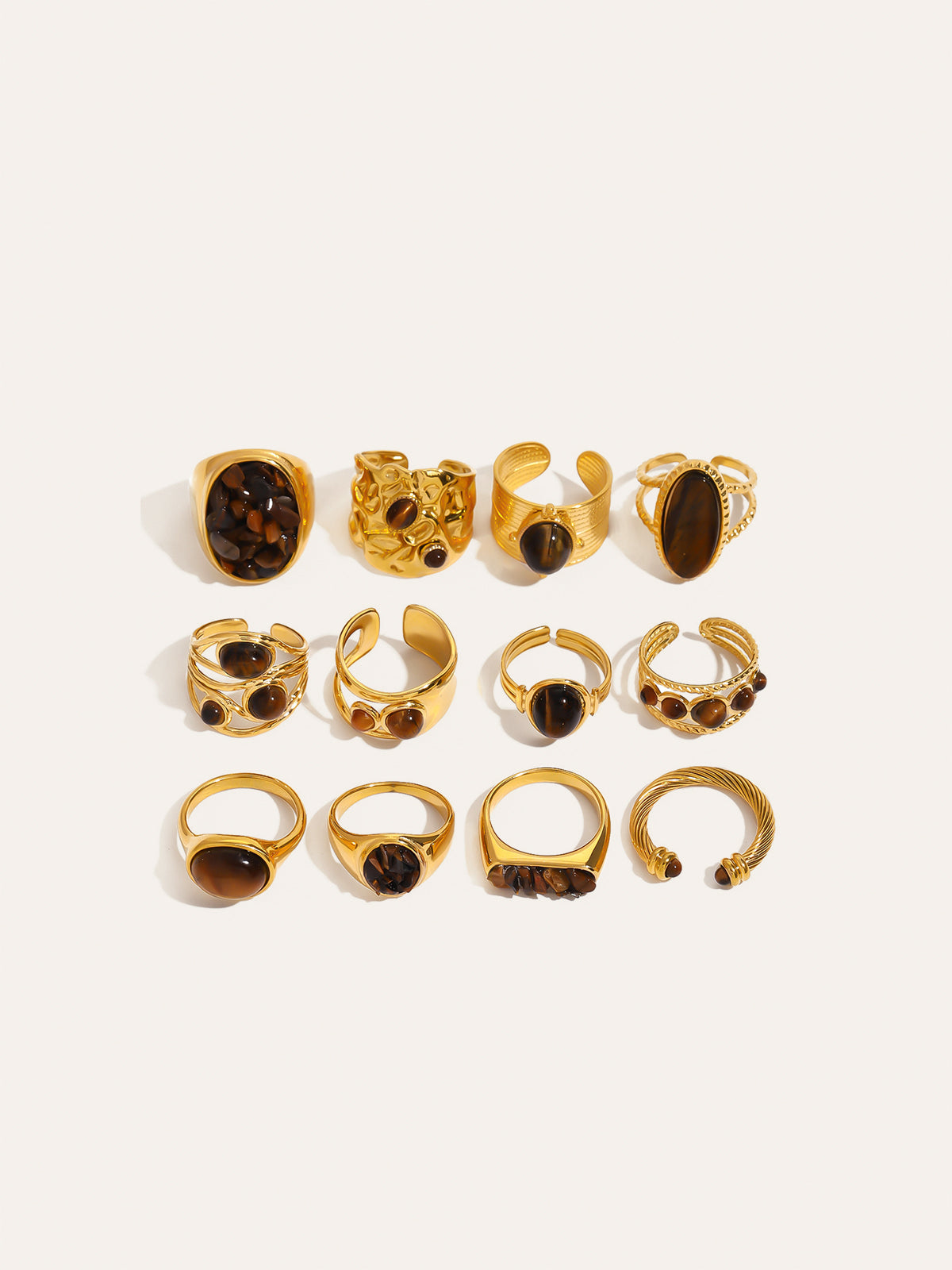 Tiger Eye Stone Titanium Steel Ring-Massicos