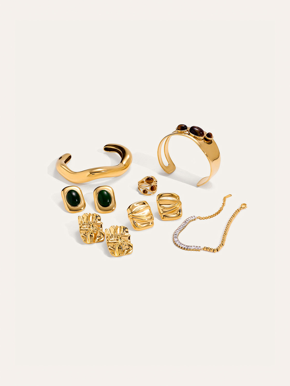 Tiger Eye Stone Titanium Steel Ring-Massicos