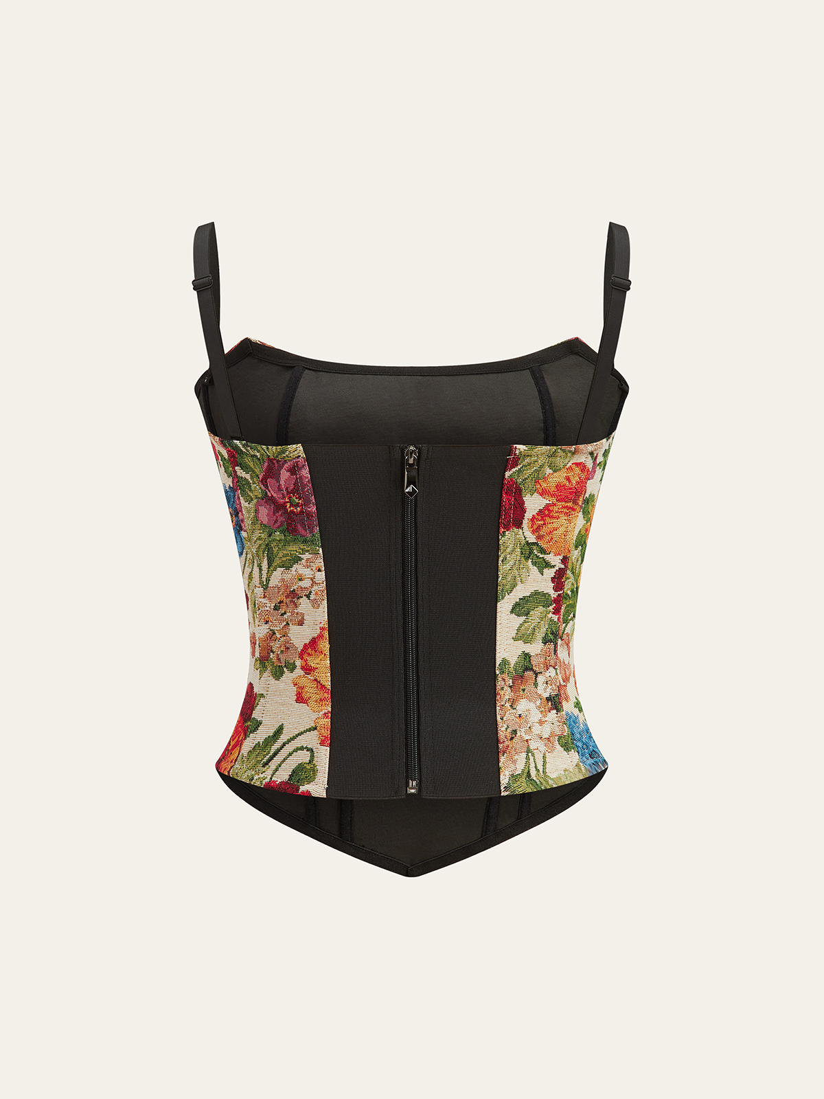 Floral-Embroidered Cami Corset Top-Massicos