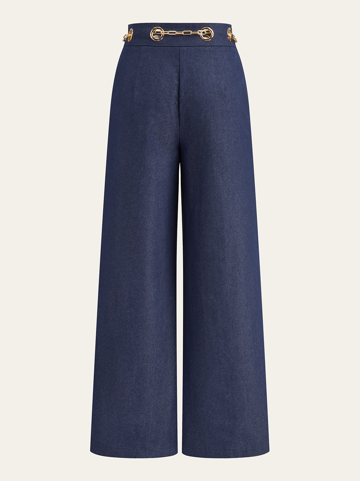 Wide-Leg Chain Jeans Pants-Massicos