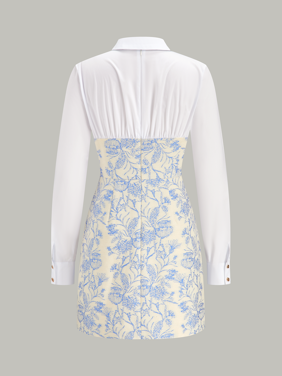 Shirt Collar Floral Jacquard Mini Dress-Massicos