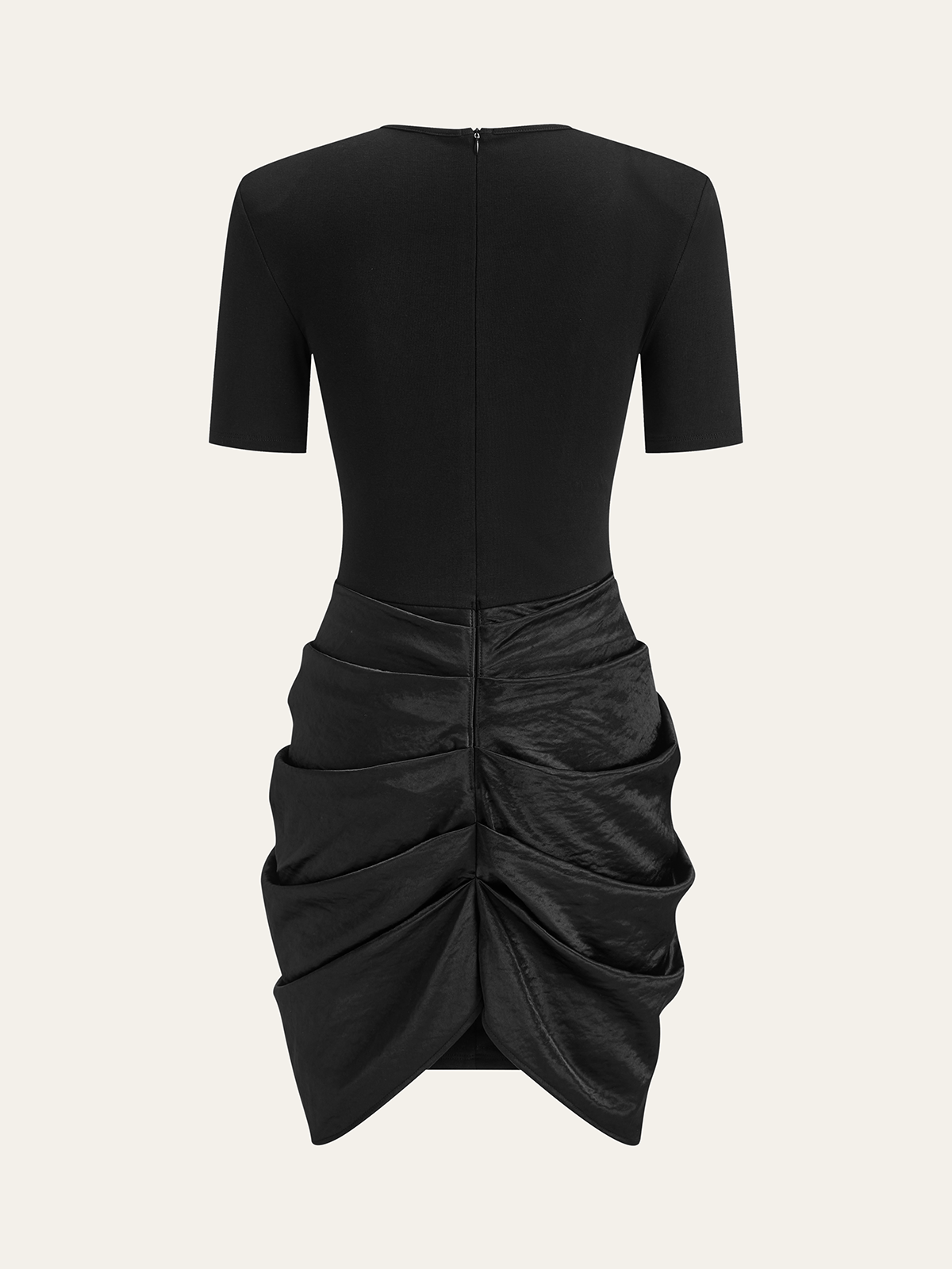Short Sleeve Ruched Metal Buckle Dress-Massicos