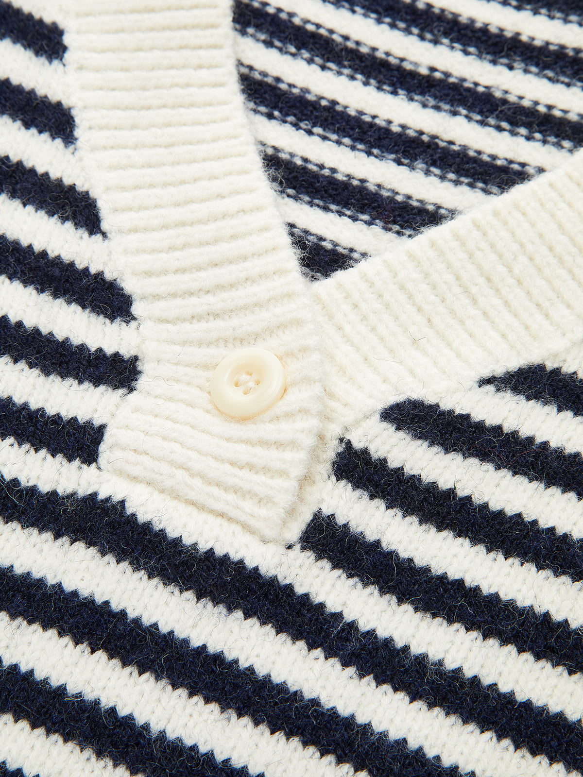 Striped V-Neck Buttoned Wool Blend Sweater-Massicos