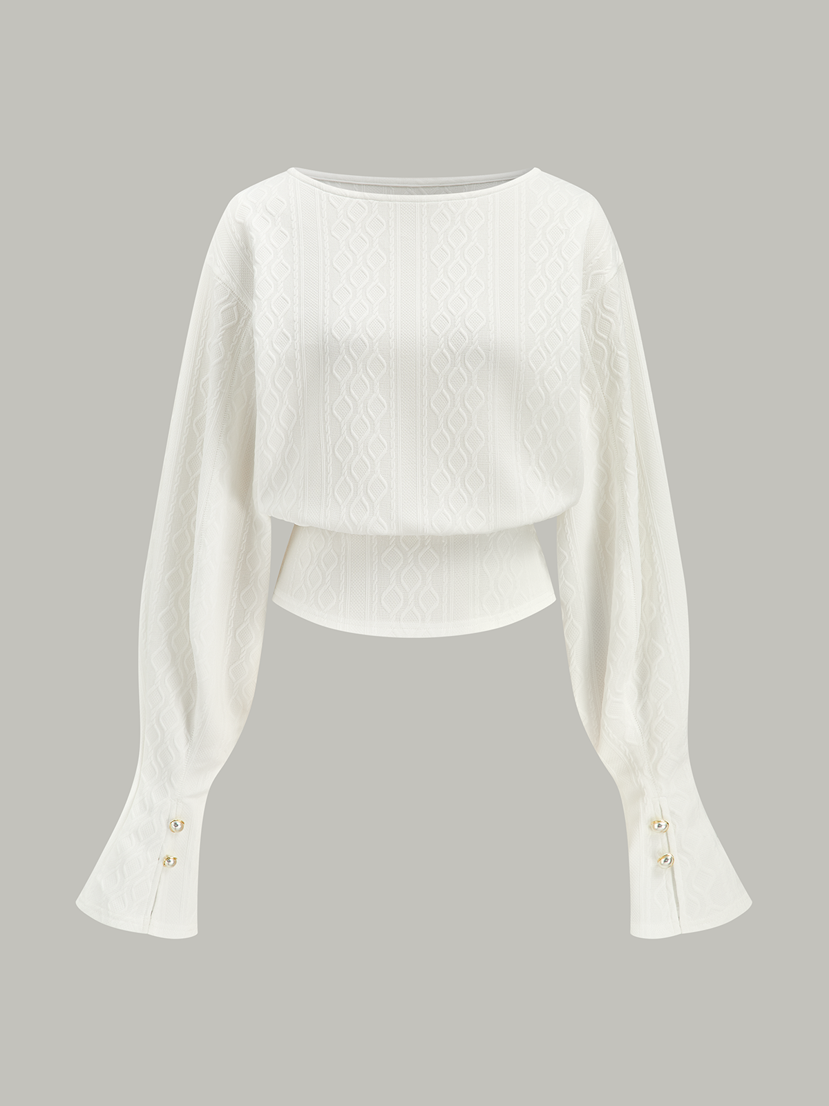 Textured Jacquard Mutton Sleeve Sweatshirt-Massicos