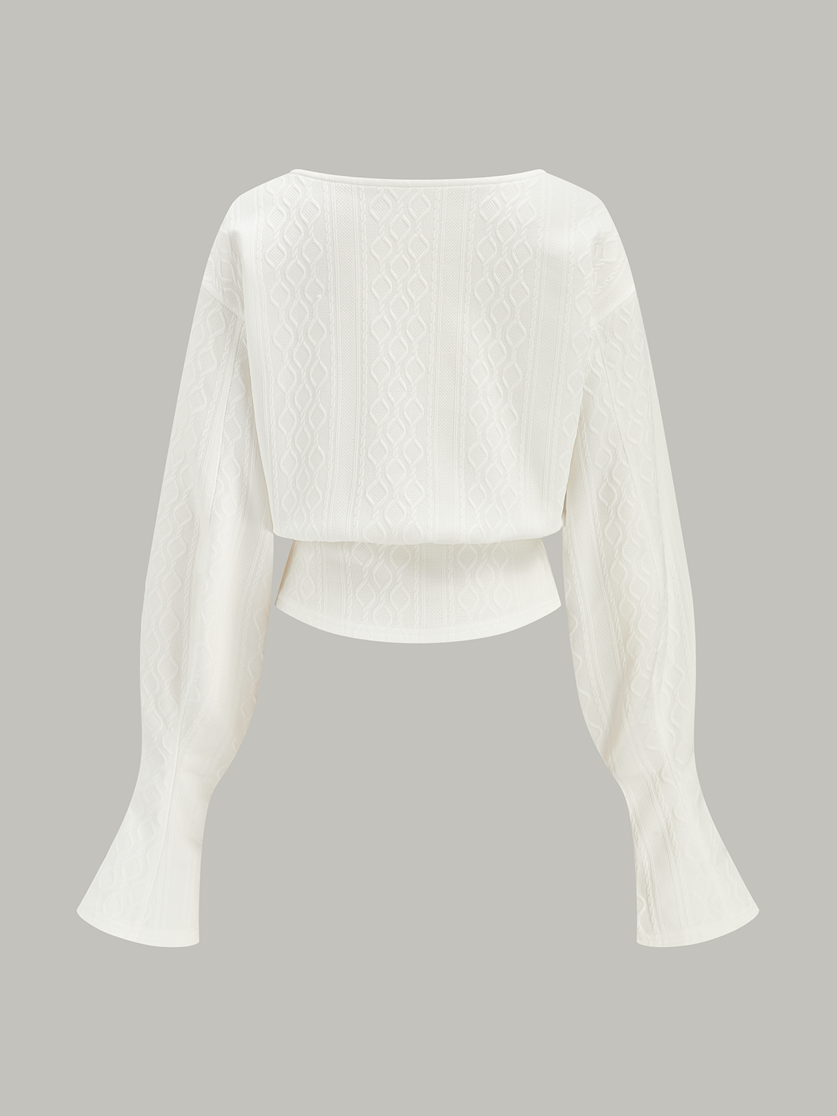 Textured Jacquard Mutton Sleeve Sweatshirt-Massicos