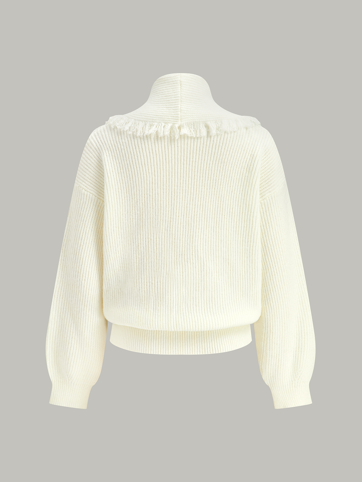 Wrap Fringe Wool Blend Sweater-Massicos