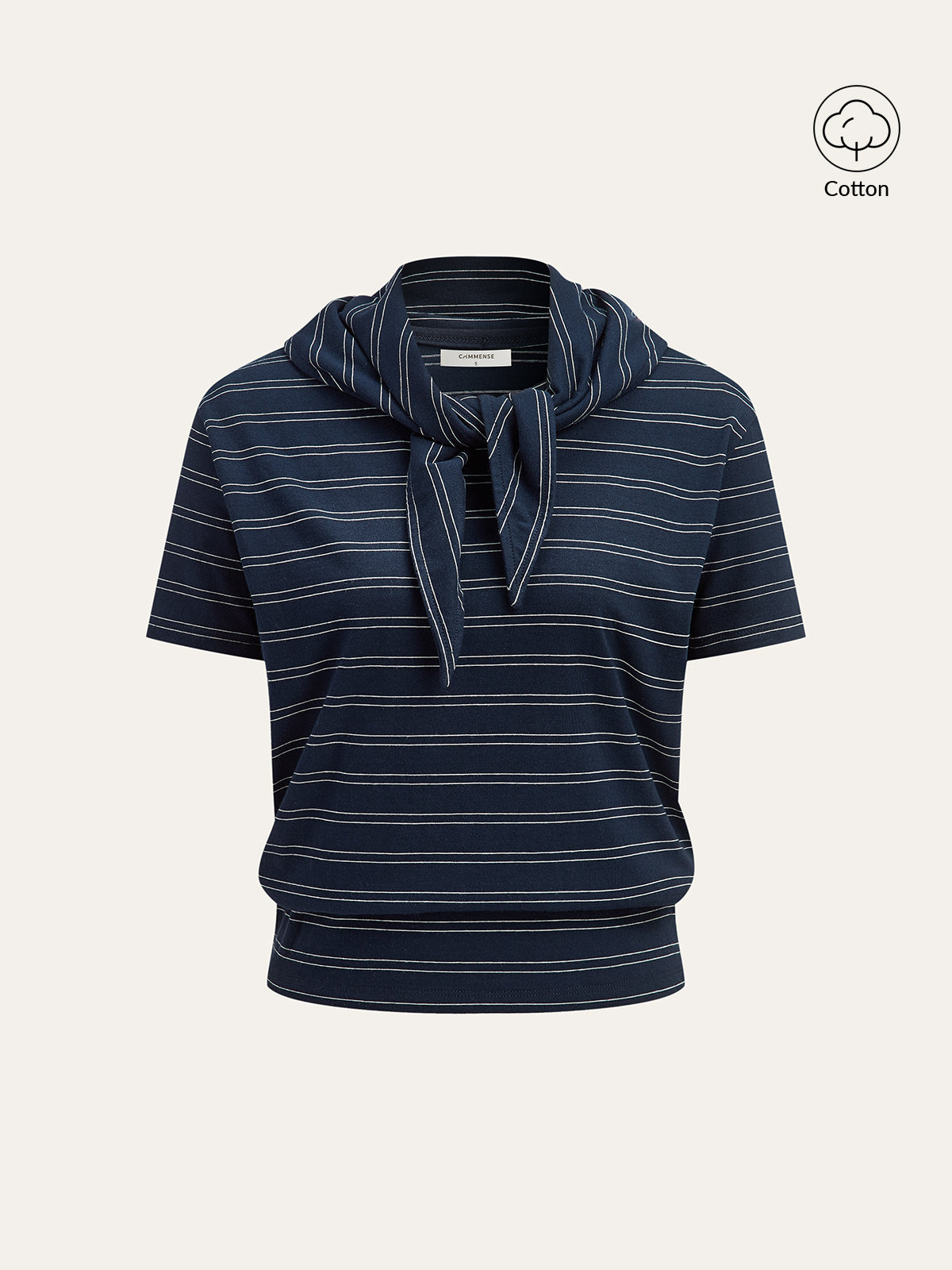 Striped Detachable Scarf Collar T-Shirt-Massicos