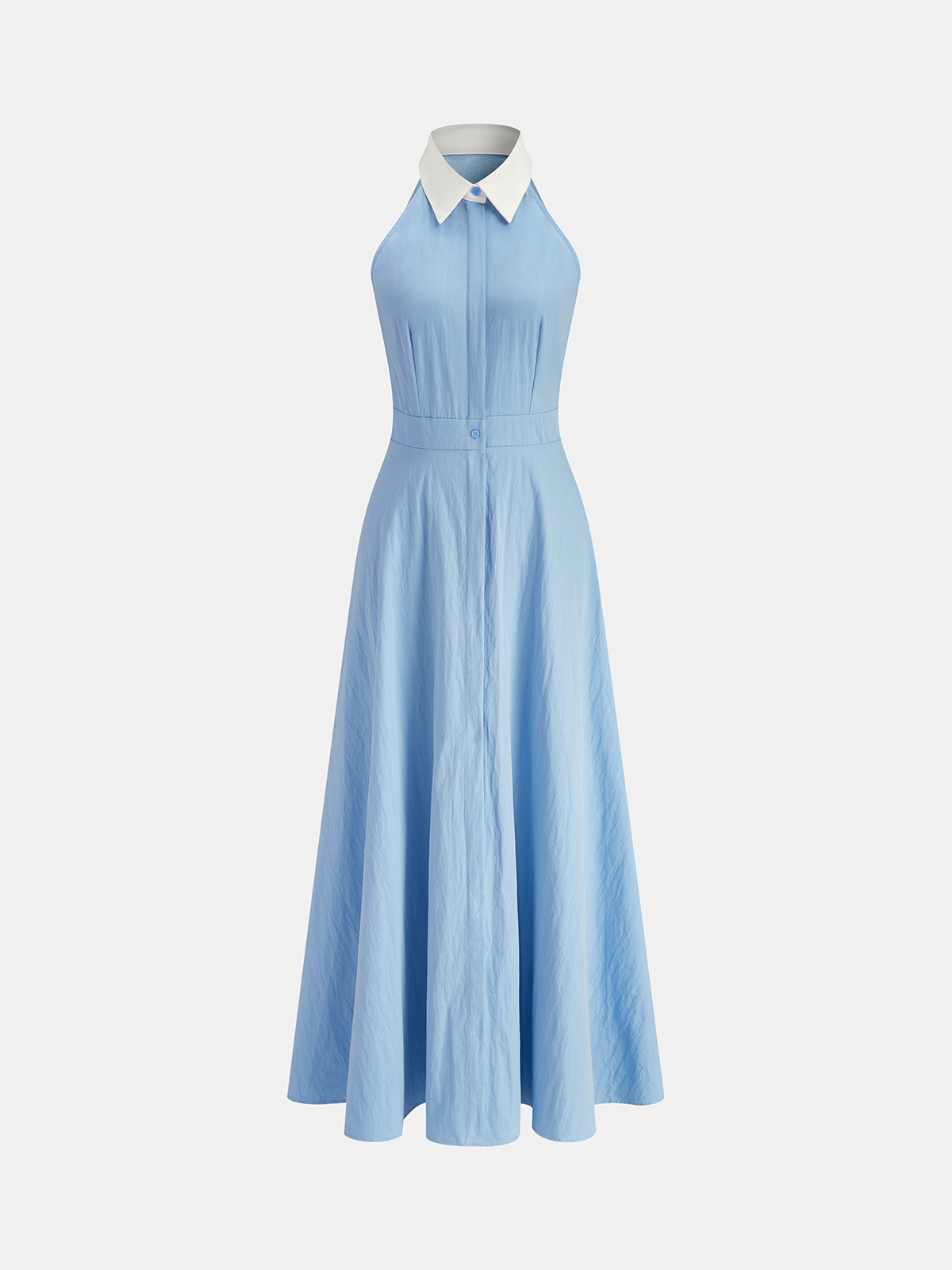 Button Sleeveless Collar Dress-Massicos