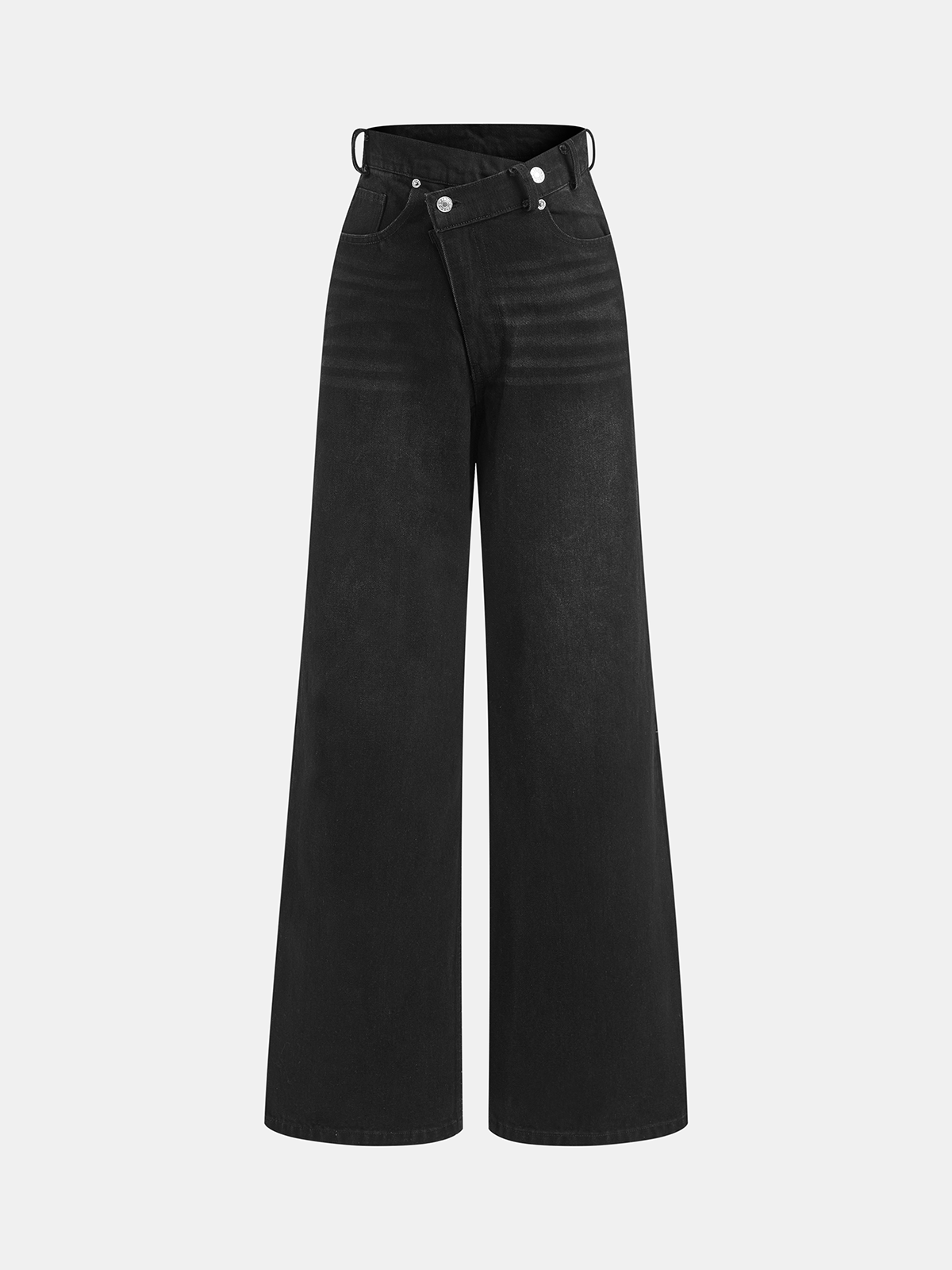 Asymmetric Mid-Waist Denim Pants-Massicos