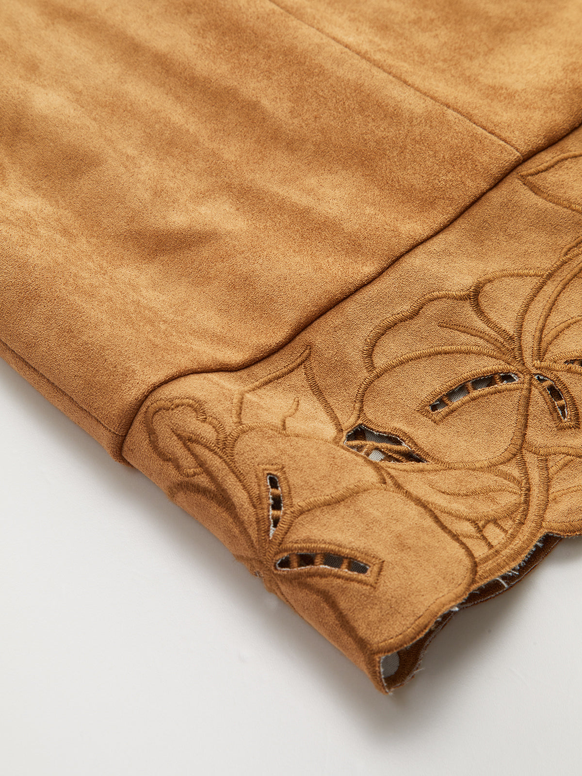 Suede Floral Embroidered Sleeveless Mini Dress-Massicos