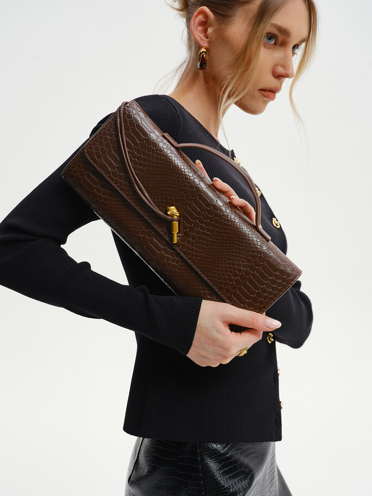 Crocodile Embossed PU Leather Bag-Massicos