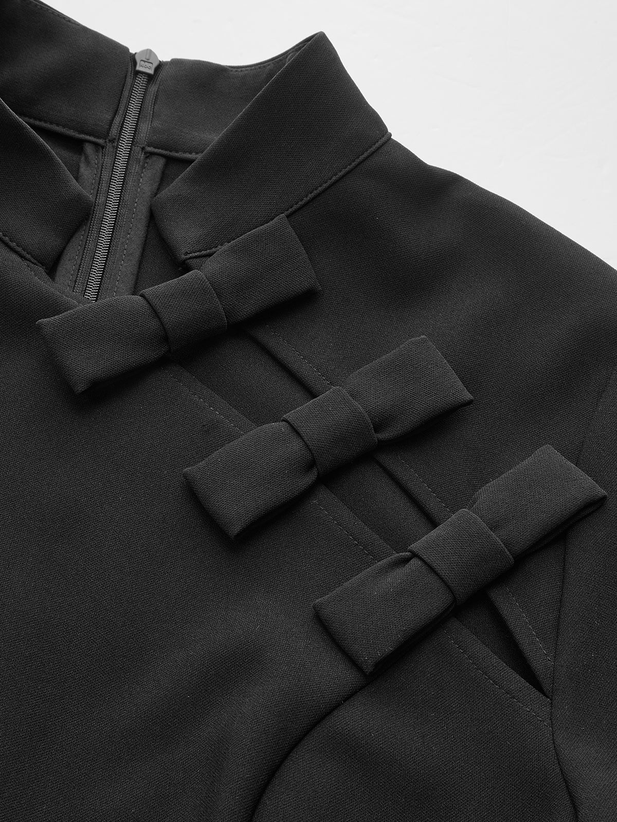 Bow Cut-Out Stand Collar Short Sleeve Dress-Massicos