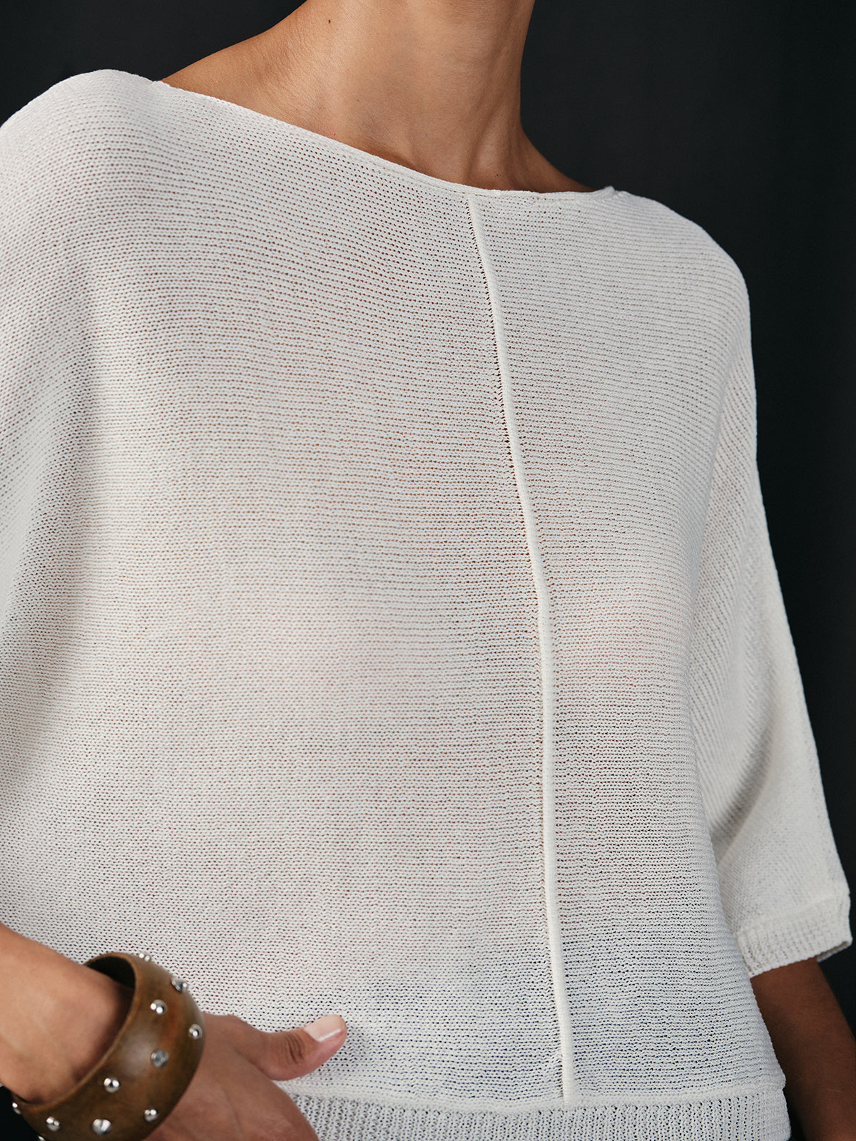 Semi-Sheer Batwing Sweater-Massicos