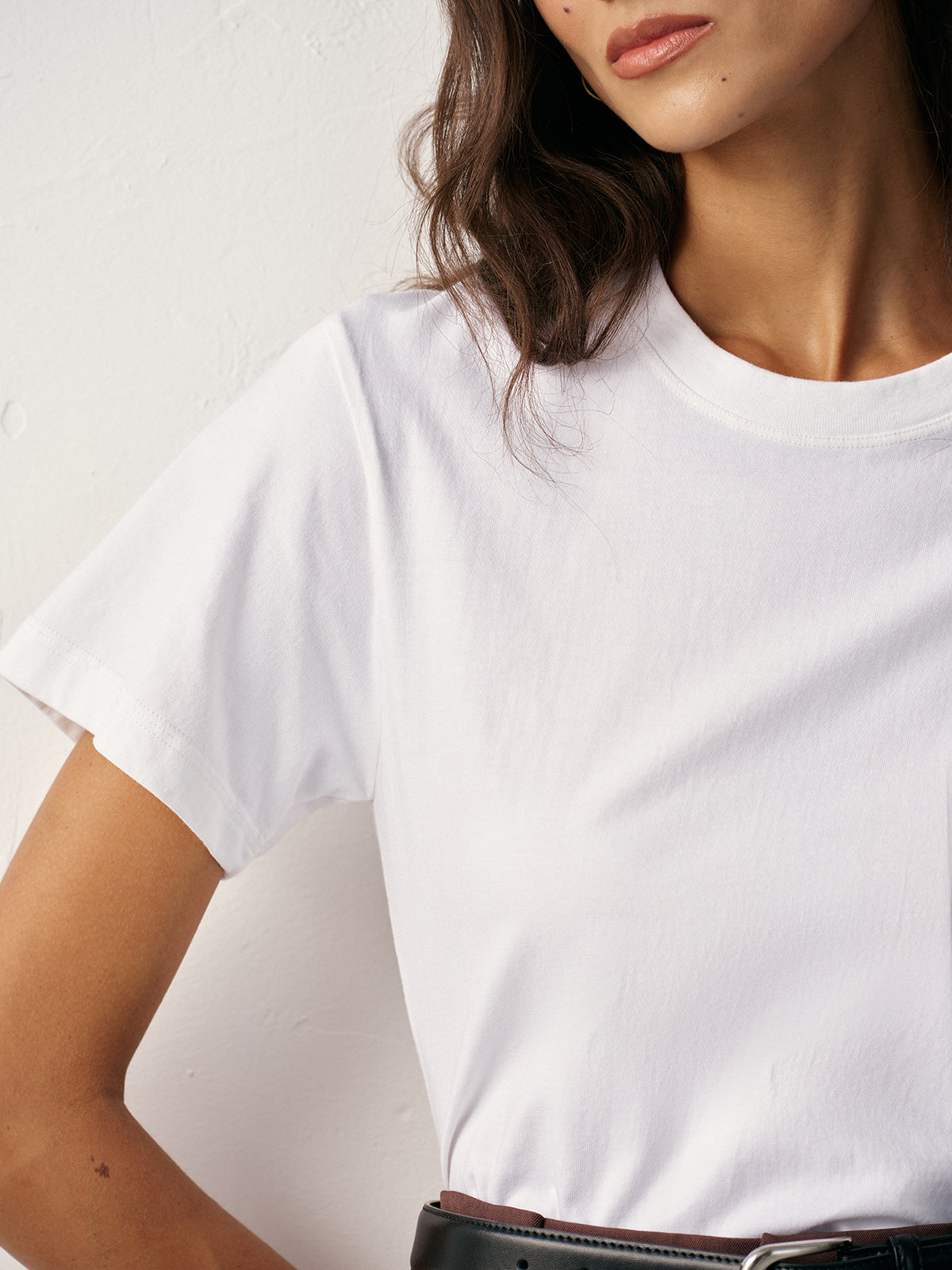 Water-Repellent Cotton Crew Neck T-Shirt-Massicos