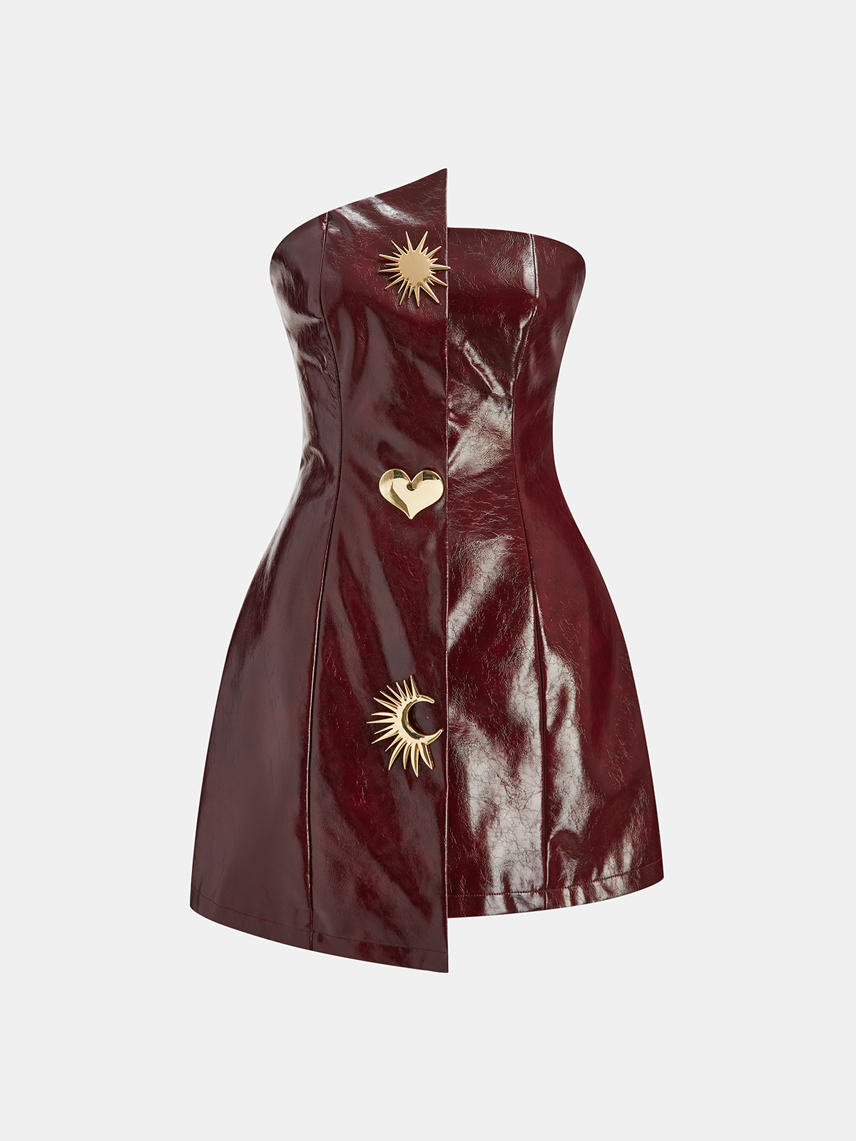 Strapless Asymmetric Faux Leather Dress-Massicos