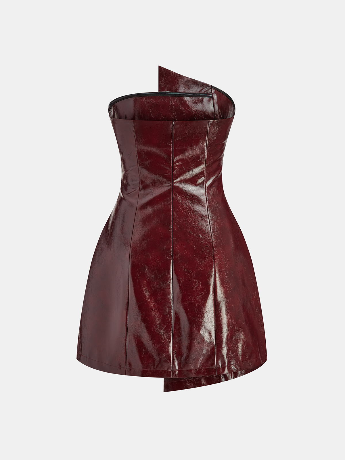 Strapless Asymmetric Faux Leather Dress-Massicos