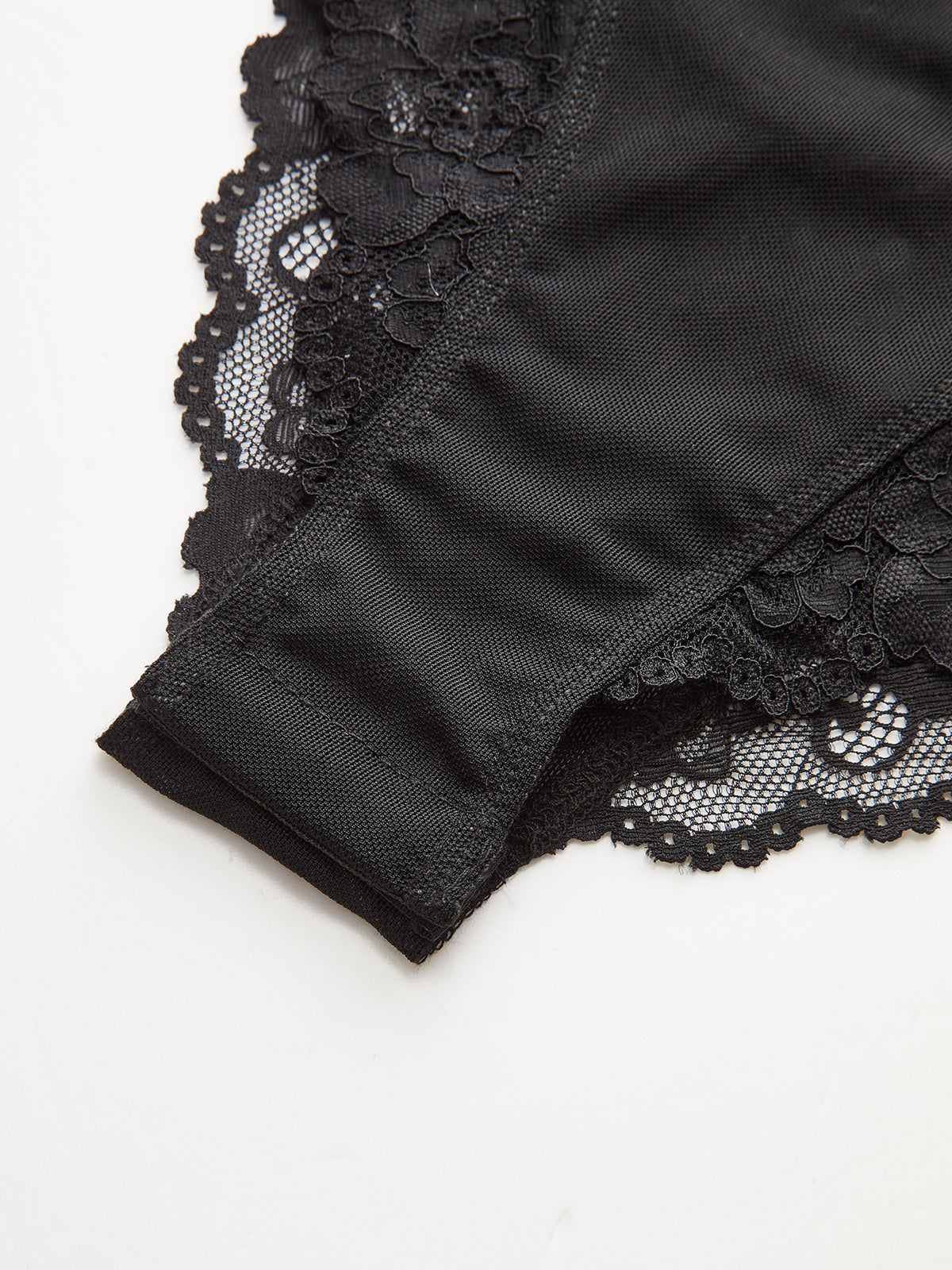 Long Sleeve Sheer Lace Mesh Bodysuit-Massicos