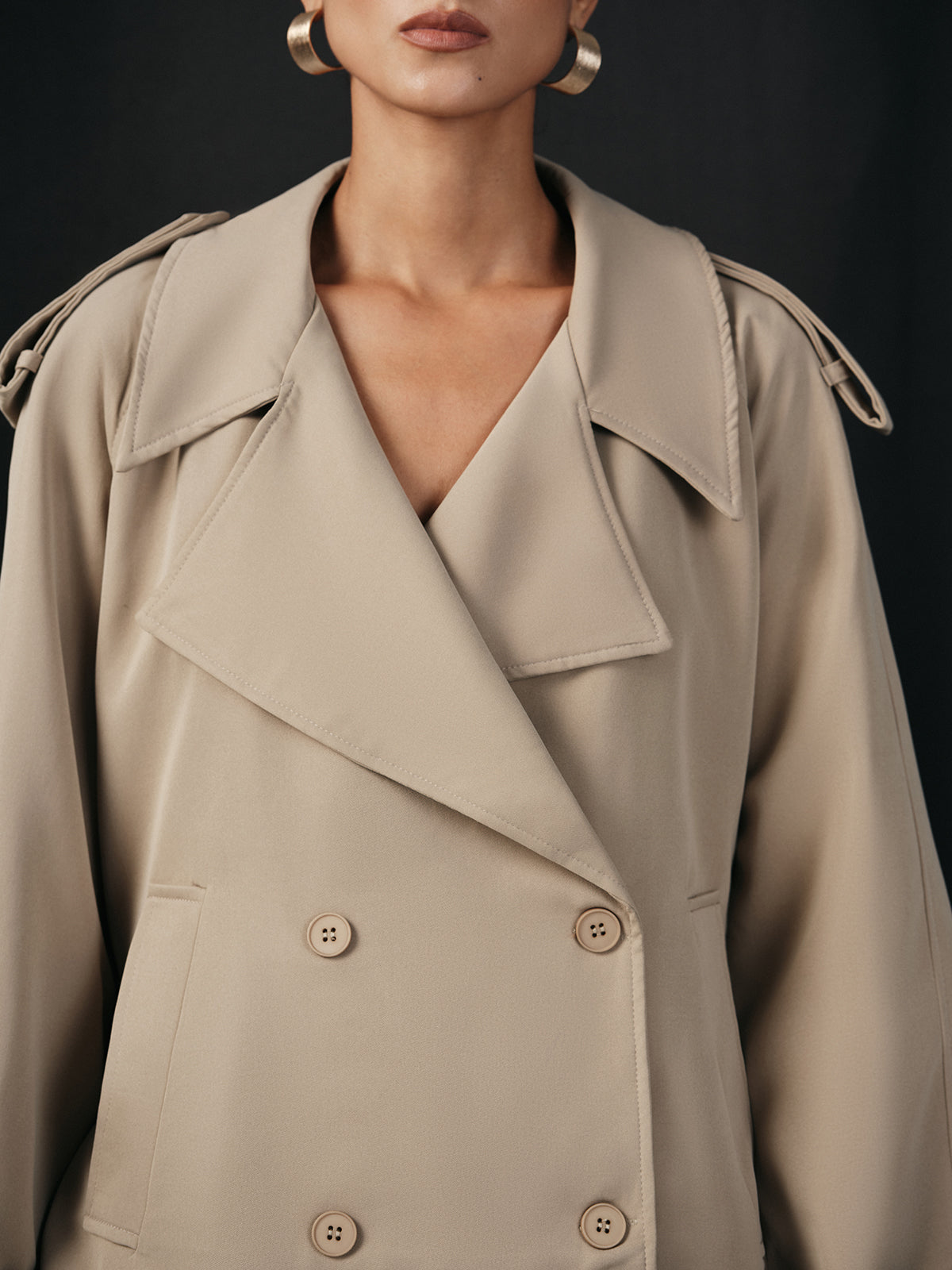 Wide Lapel Belted Trench Coat-Massicos