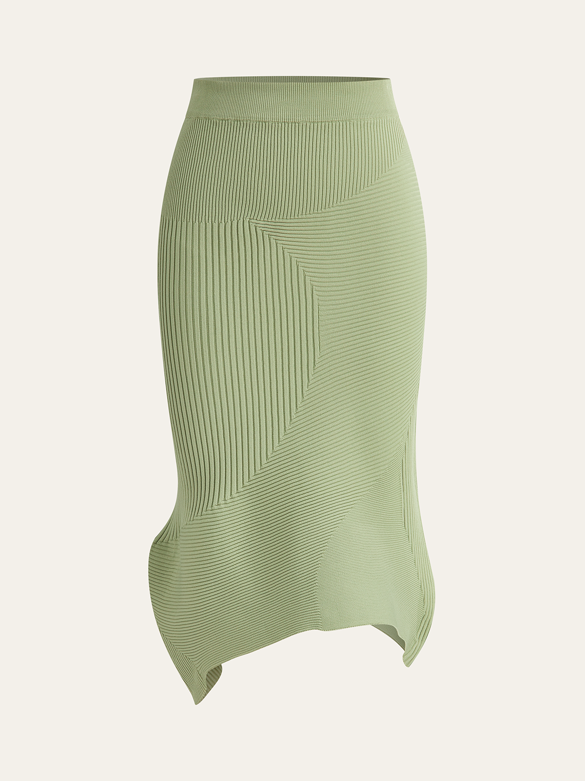 Textured Asymmetric Hem Knit Midi Skirt-Massicos