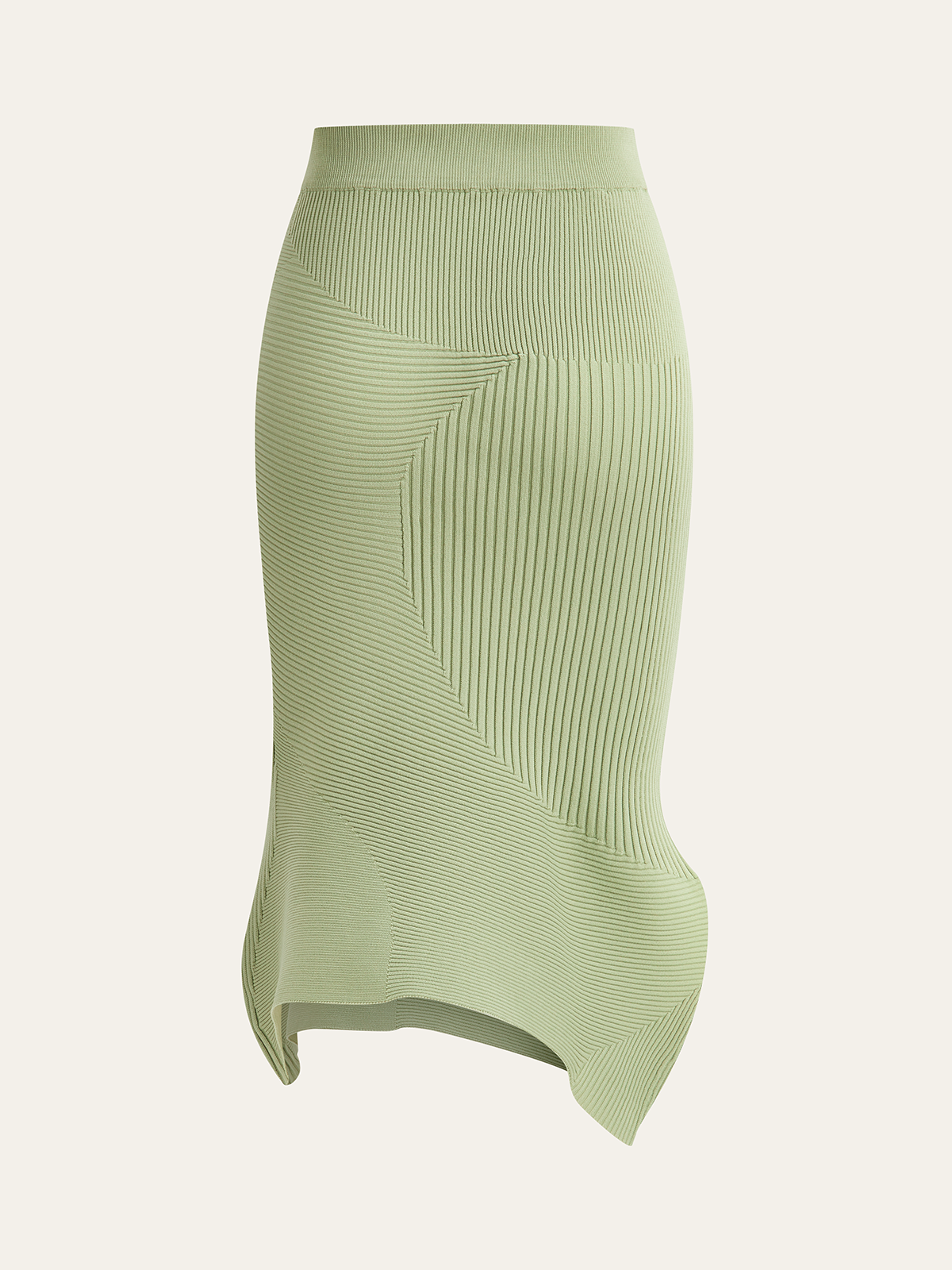 Textured Asymmetric Hem Knit Midi Skirt-Massicos