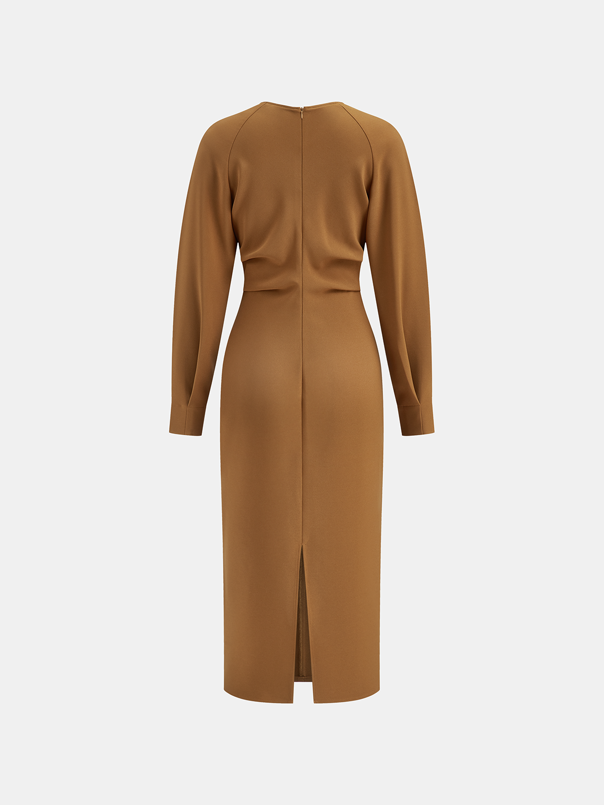 V-Neck Metal Detail Fitted Waist Dress-Massicos