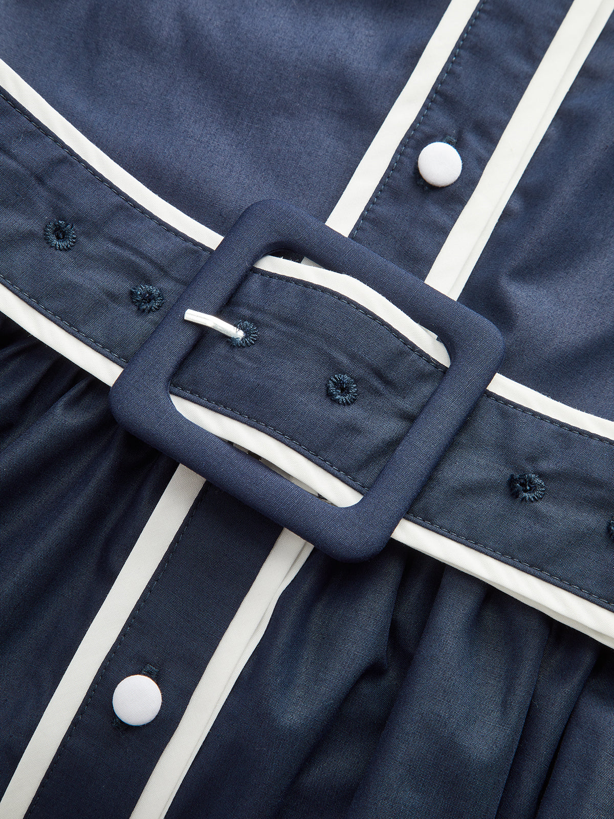 Contrast Trim Belted Pleated Shirt Dress-Massicos