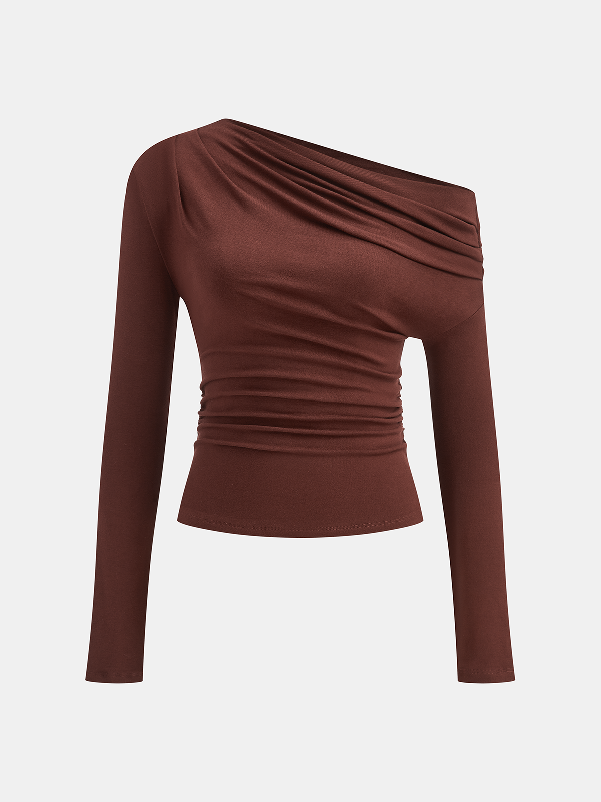 Asymmetric Draped One-Shoulder T-Shirt-Massicos