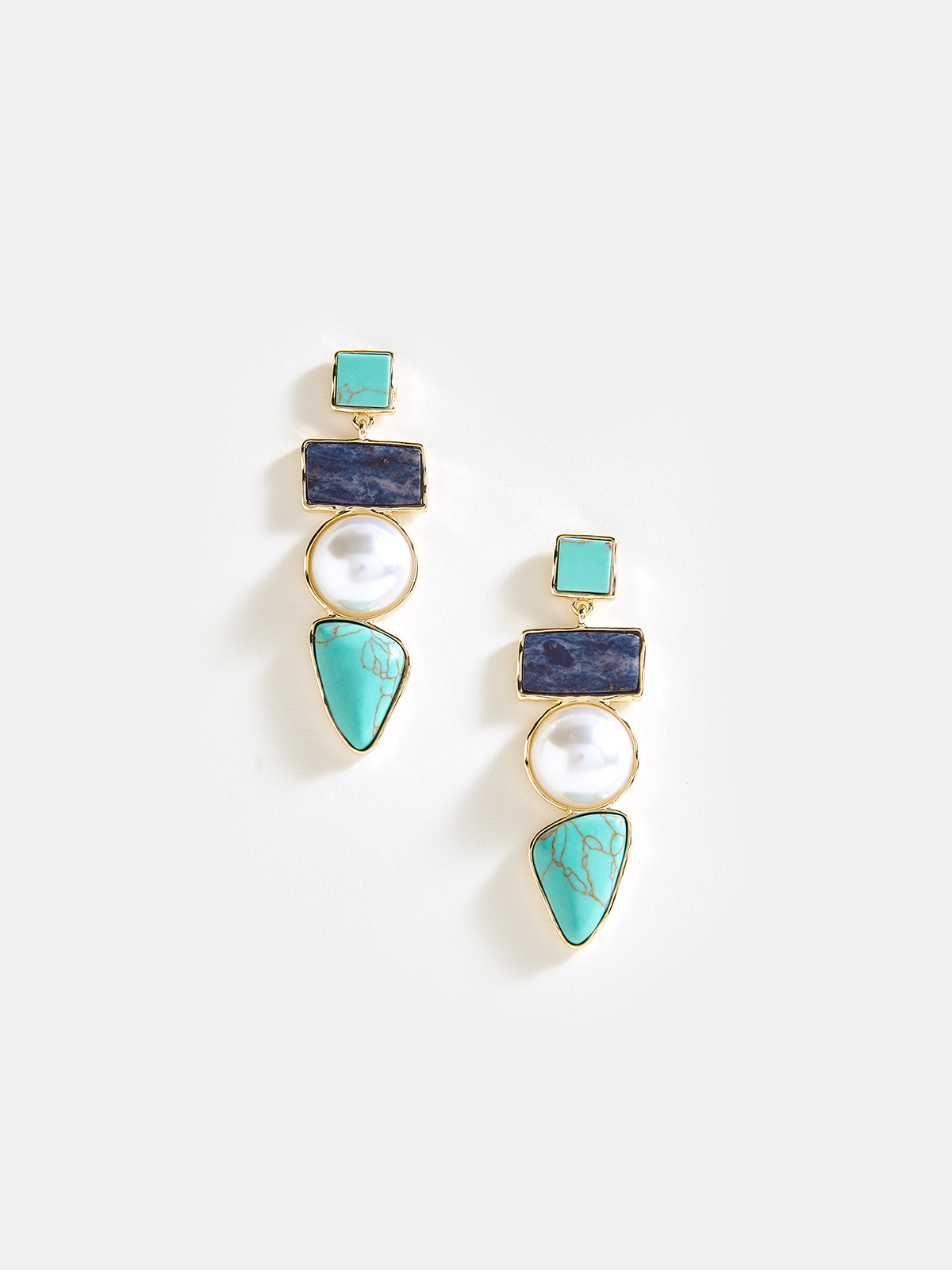 Layered Geometric Pearl Earrings-Massicos