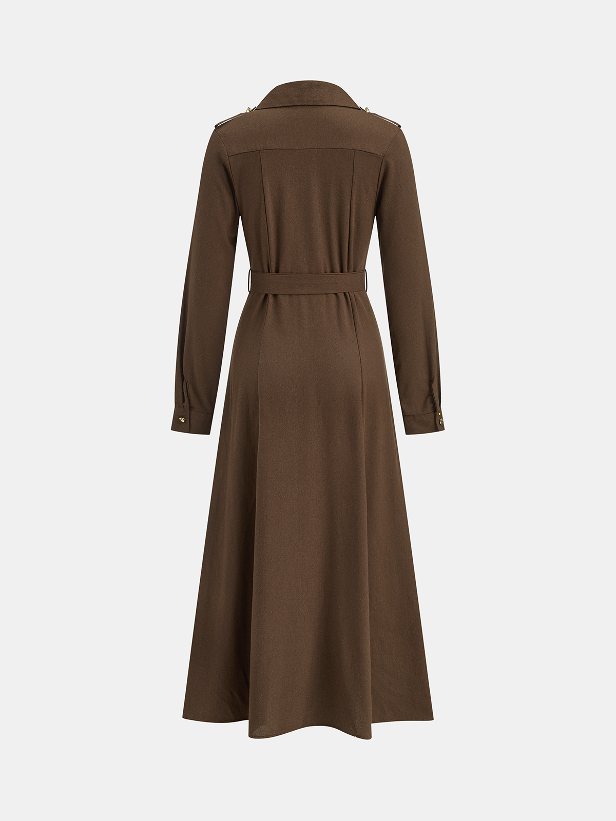 Belted Button-Front Shirt Dress-Massicos