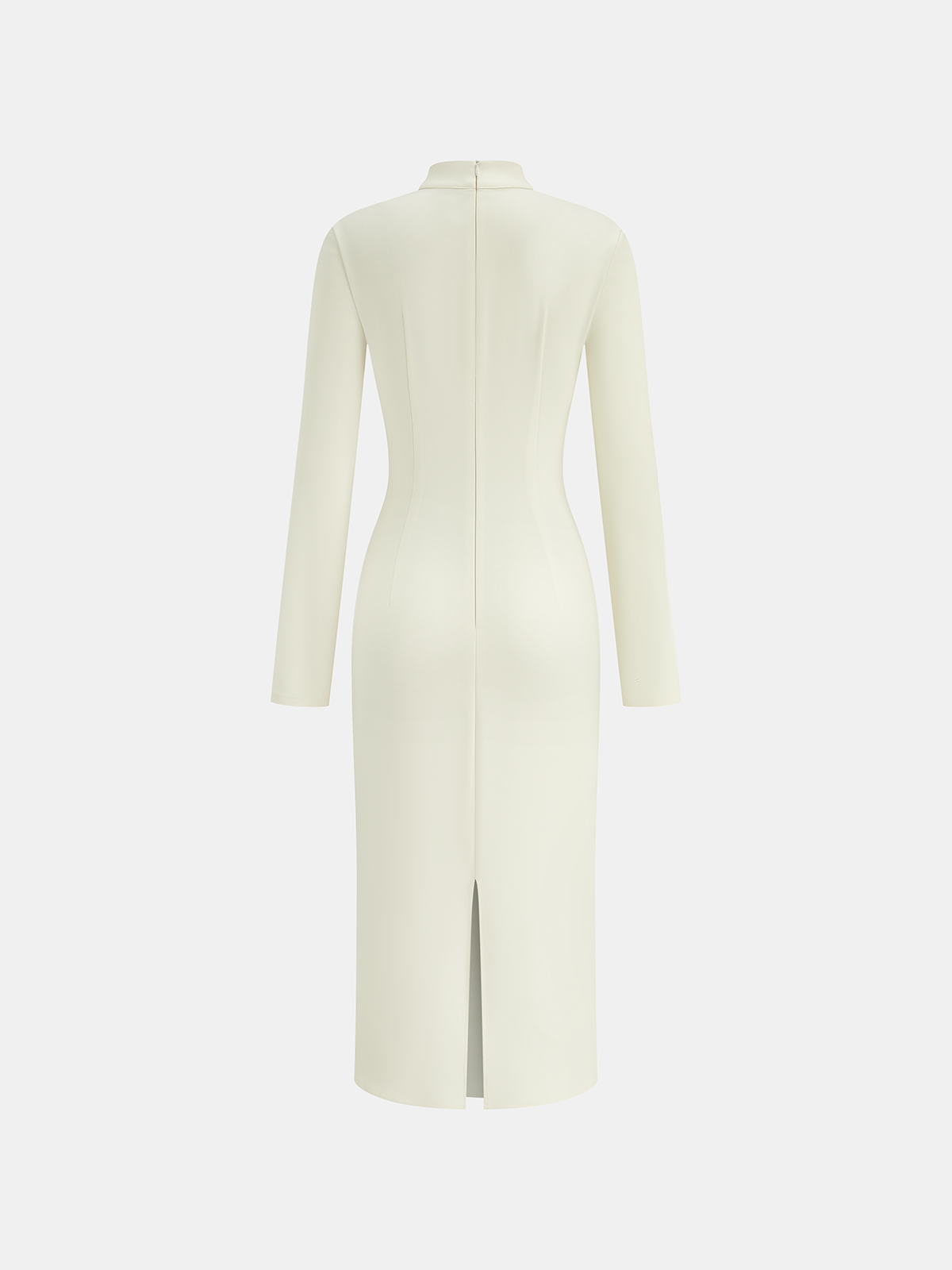 Stand Collar Long Sleeve Cut-Out Fitted Dress-Massicos