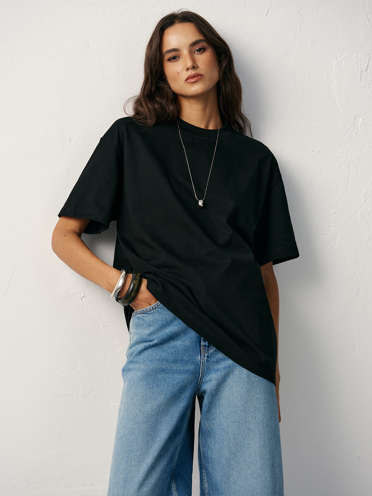 Basic Cotton Oversized T-Shirt-Massicos