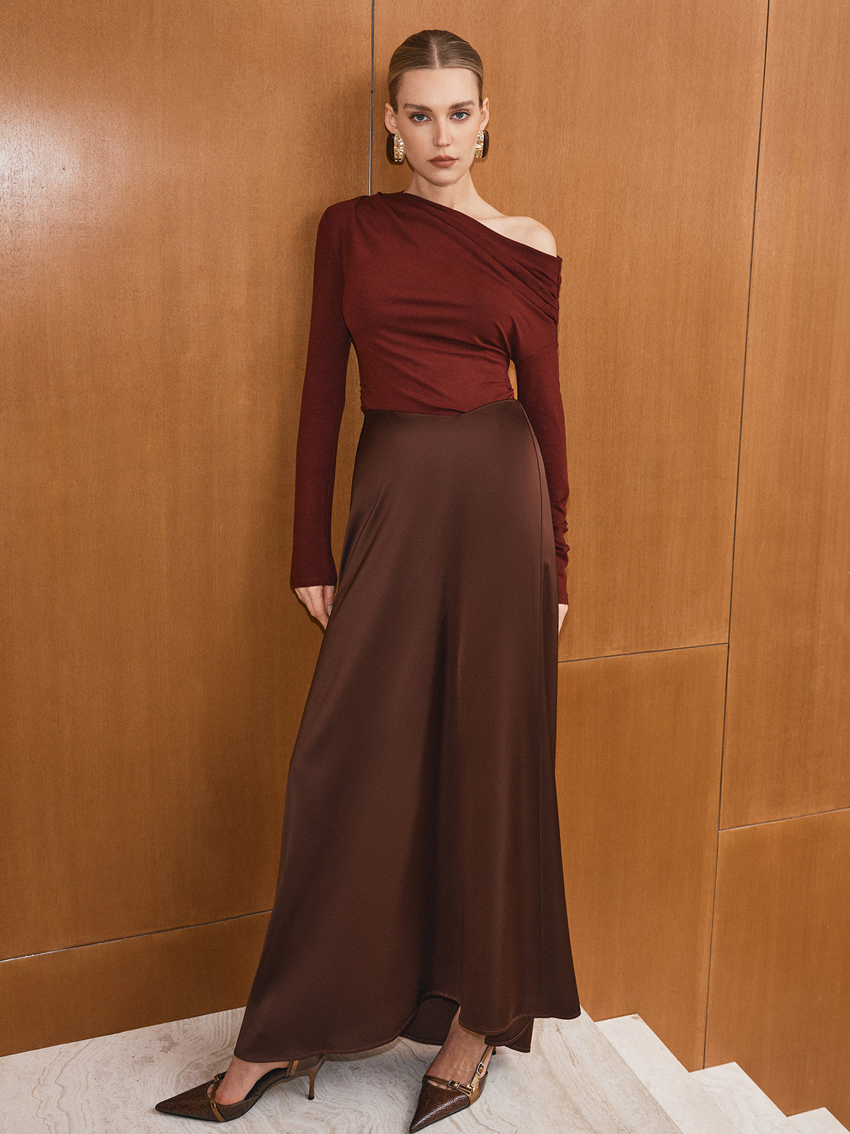 Asymmetric Draped One-Shoulder T-Shirt-Massicos