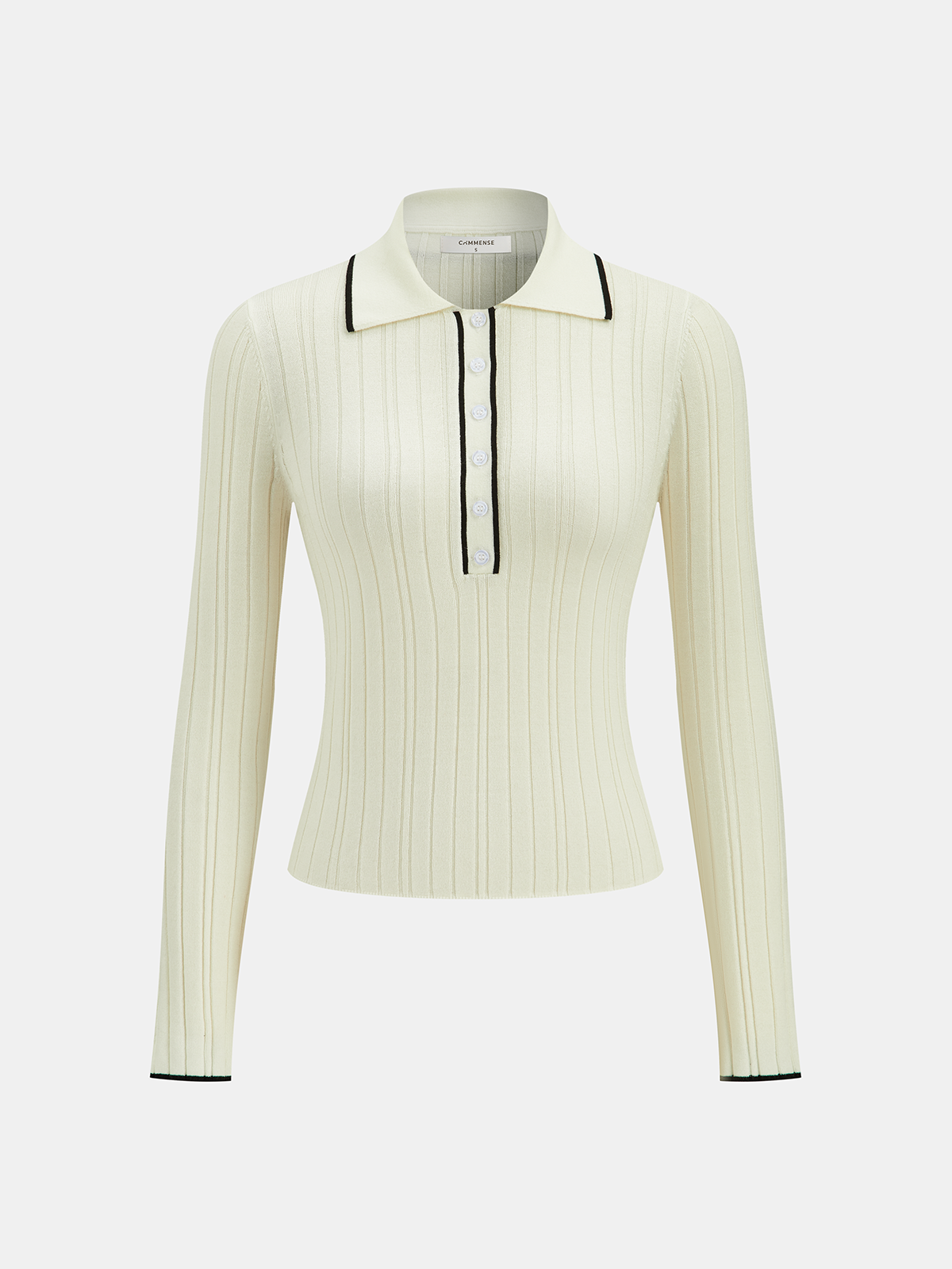 Contrast Trim Wool Blend Polo Neck Sweater-Massicos
