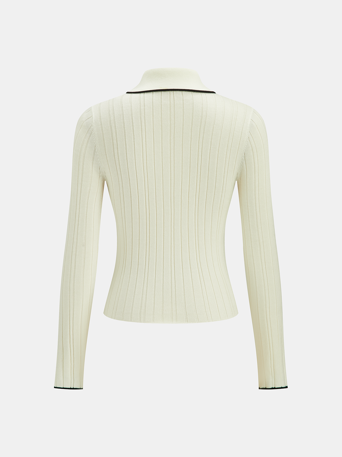 Contrast Trim Wool Blend Polo Neck Sweater-Massicos