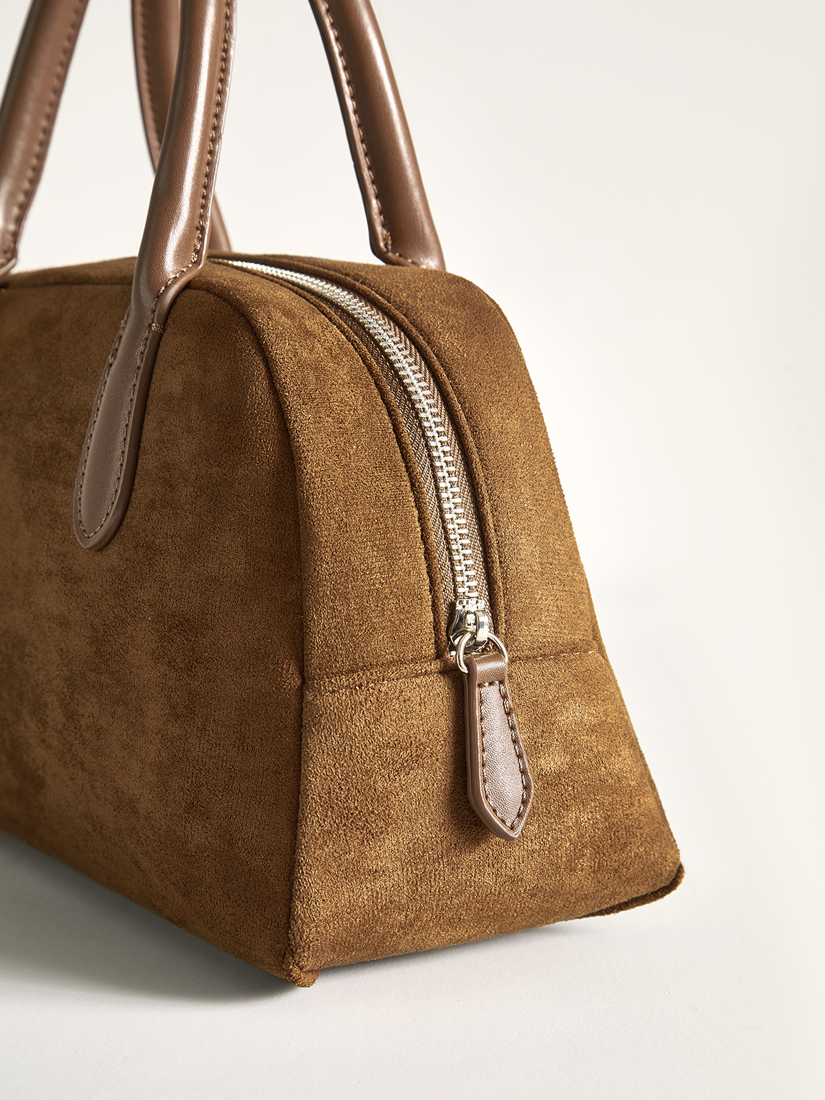 Suede Dome Top Handle Bag-Massicos