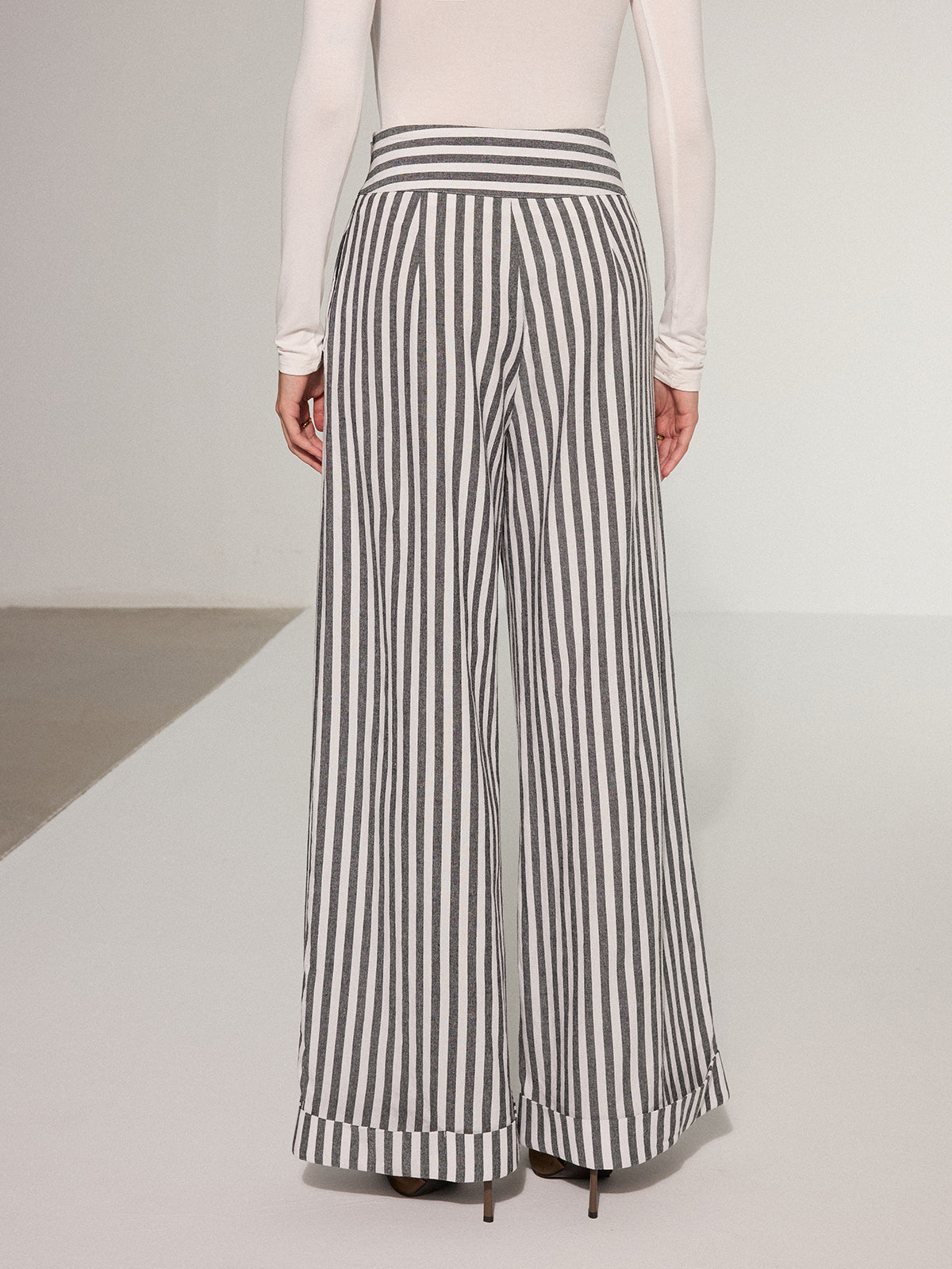 Striped Cotton Wide-Leg Pants-Massicos