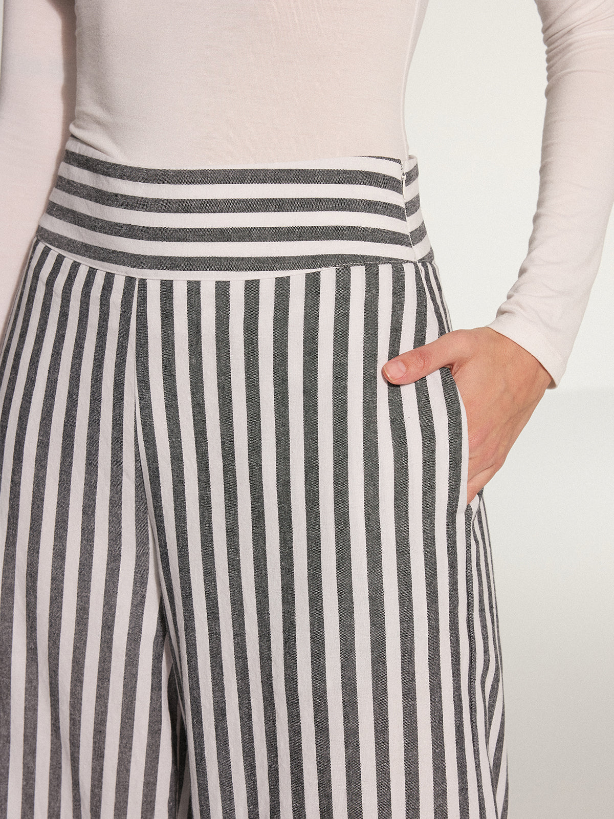 Striped Cotton Wide-Leg Pants-Massicos