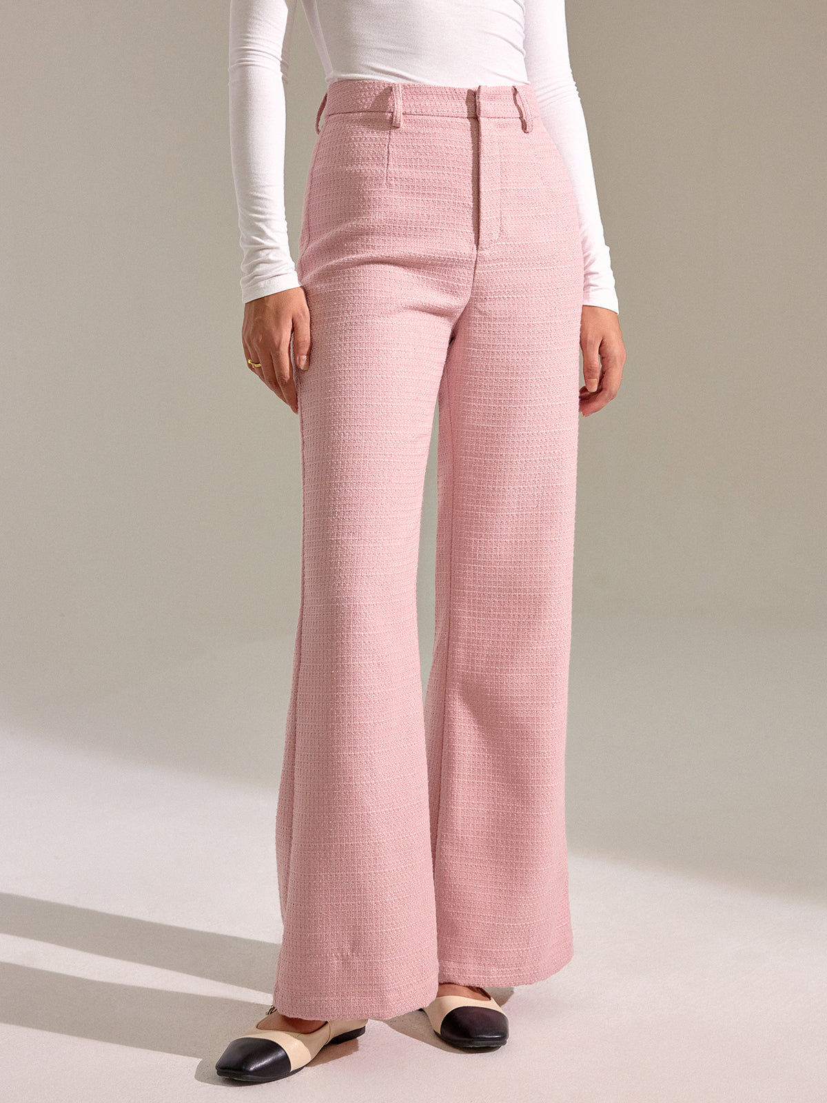 Textured Mid-Waist Straight Leg Pants-Massicos
