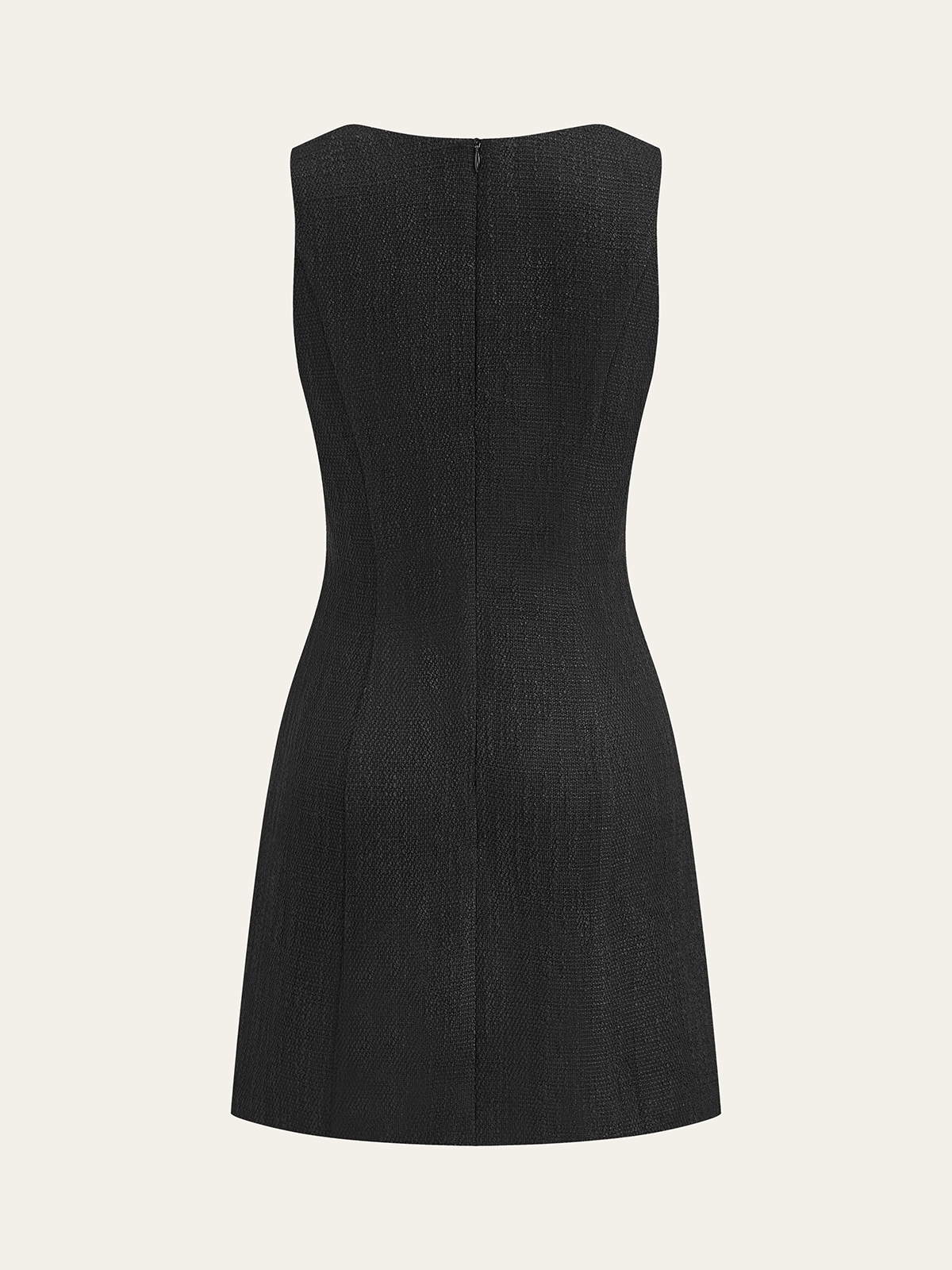 Tweed Sleeveless Button Mini Dress-Massicos