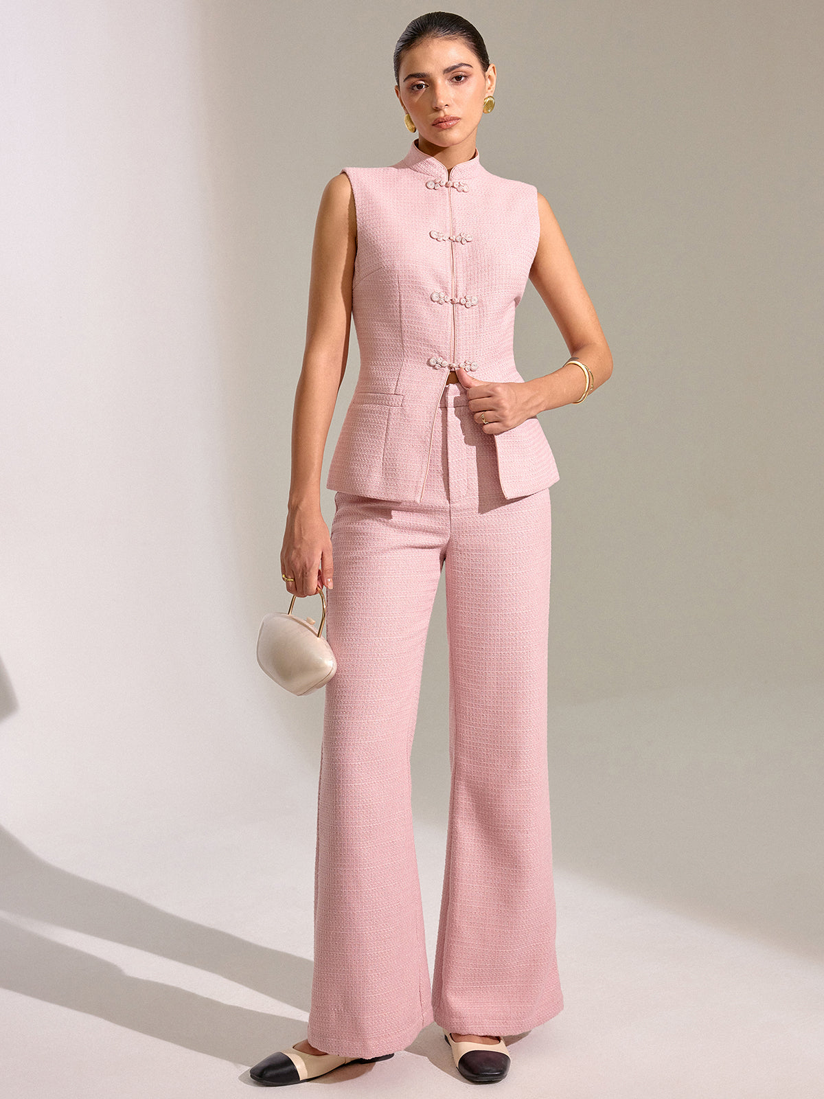 Textured Mid-Waist Straight Leg Pants-Massicos