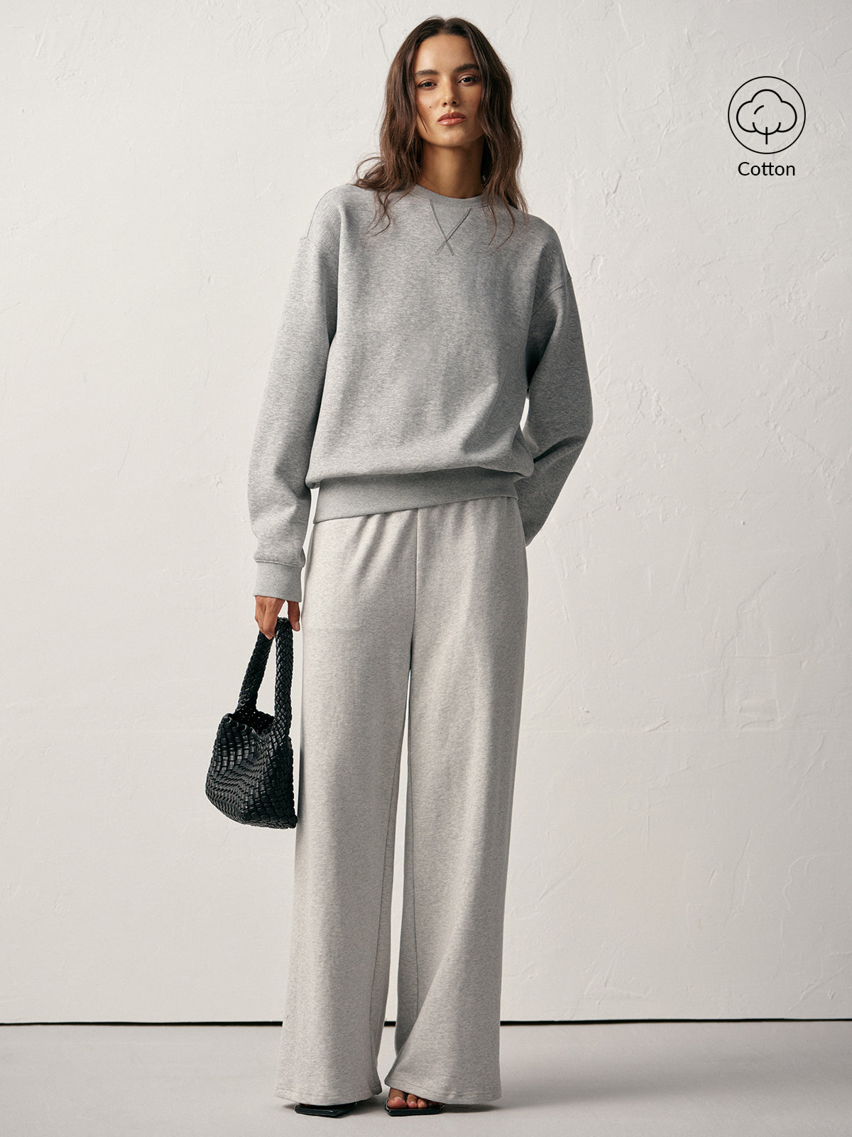 Cotton Blend Crew Neck Sweatshirt-Massicos