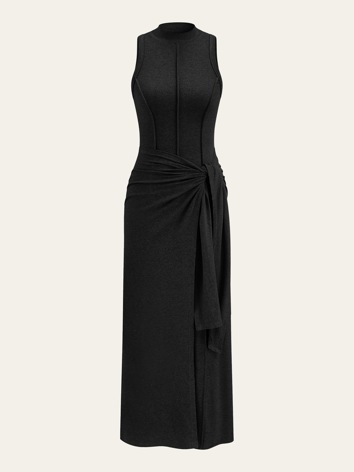 Sleeveless Mock Neck Midi Dress-Massicos