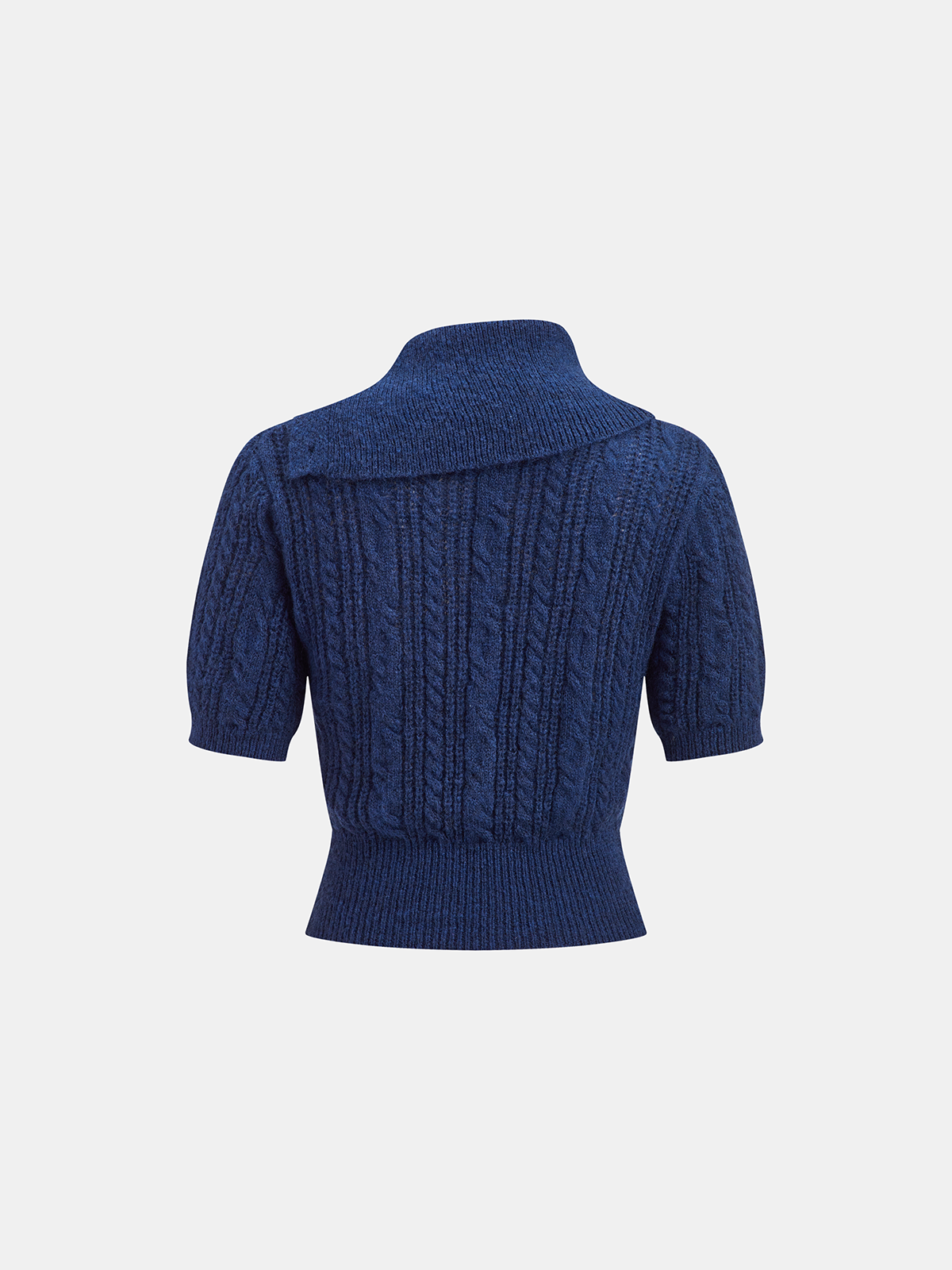 Wool Blend Large Lapel Cable Knit Sweater-Massicos