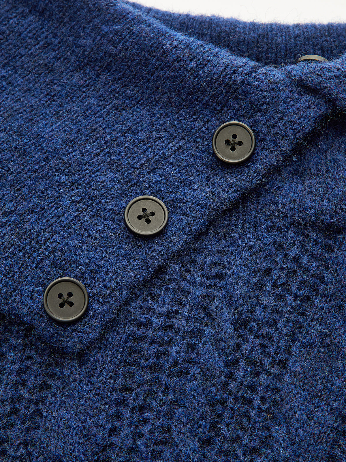 Wool Blend Large Lapel Cable Knit Sweater-Massicos