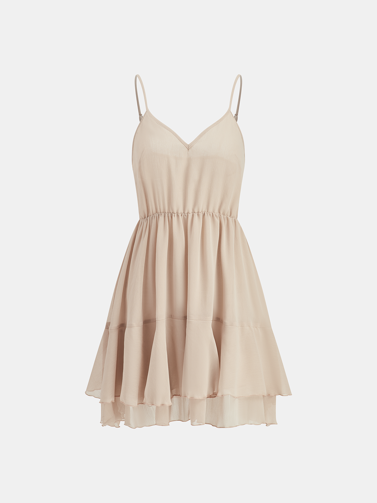 Tiered Ruffle Chiffon Mini Dress Set with Liner-Massicos