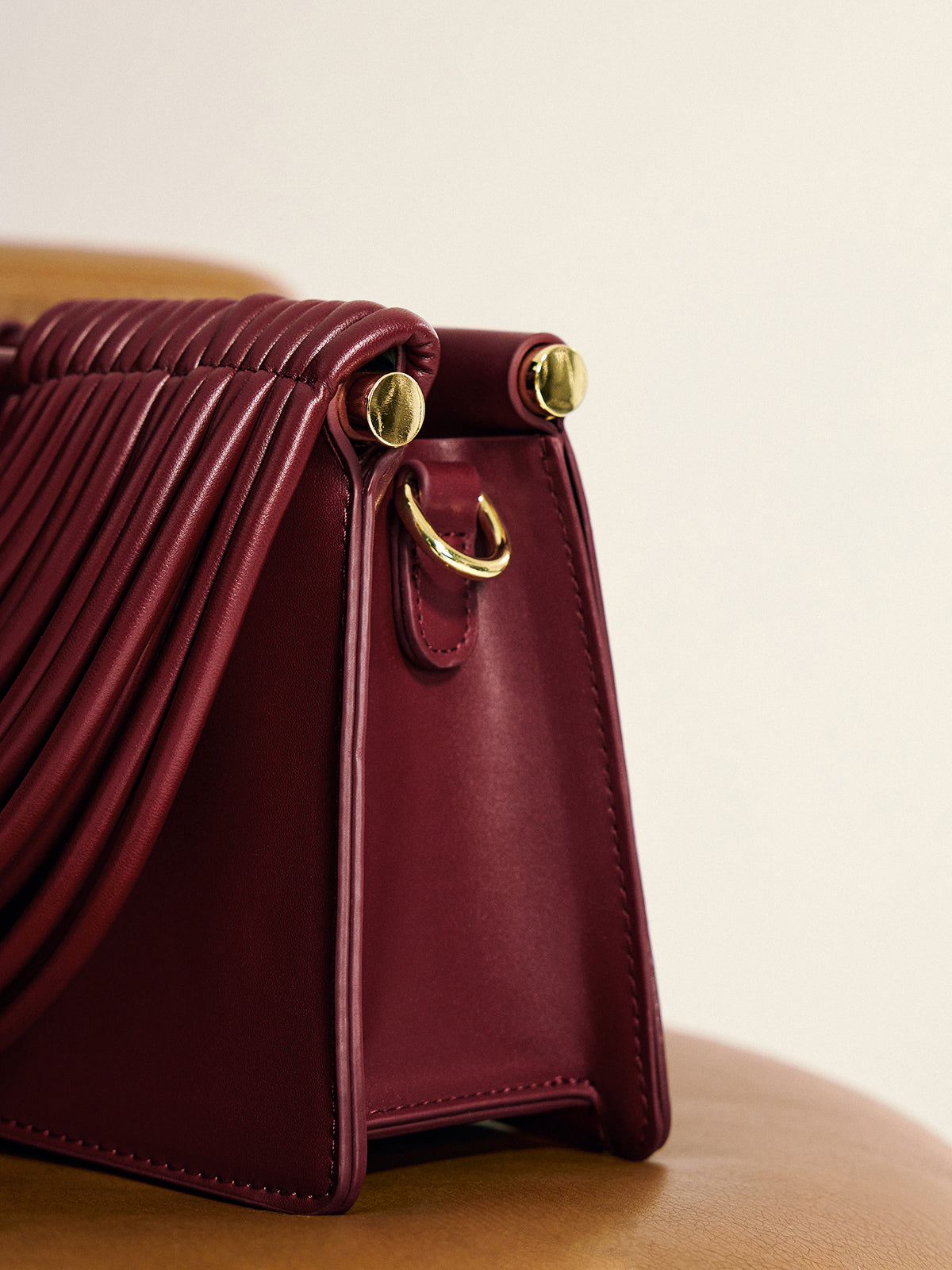 Curved Striped Handle PU Leather Bag-Massicos