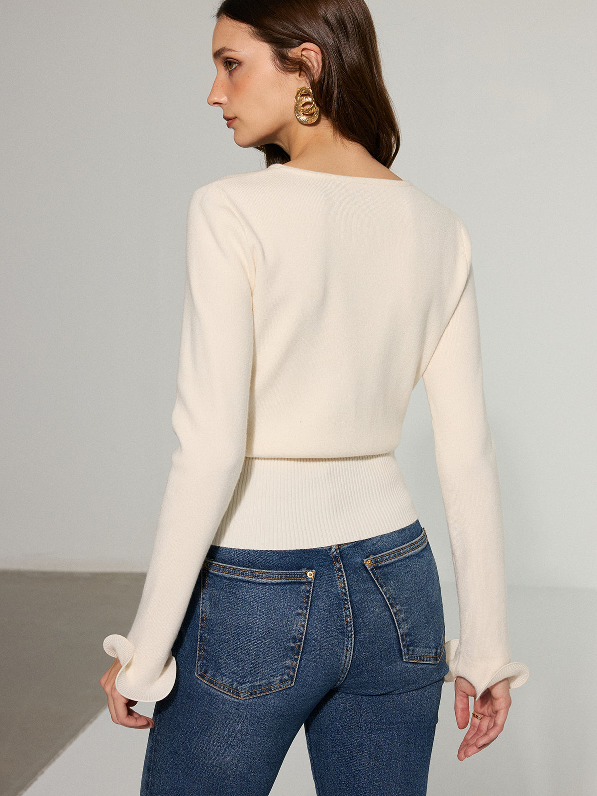 Ruffle Sleeve Sweater-Massicos