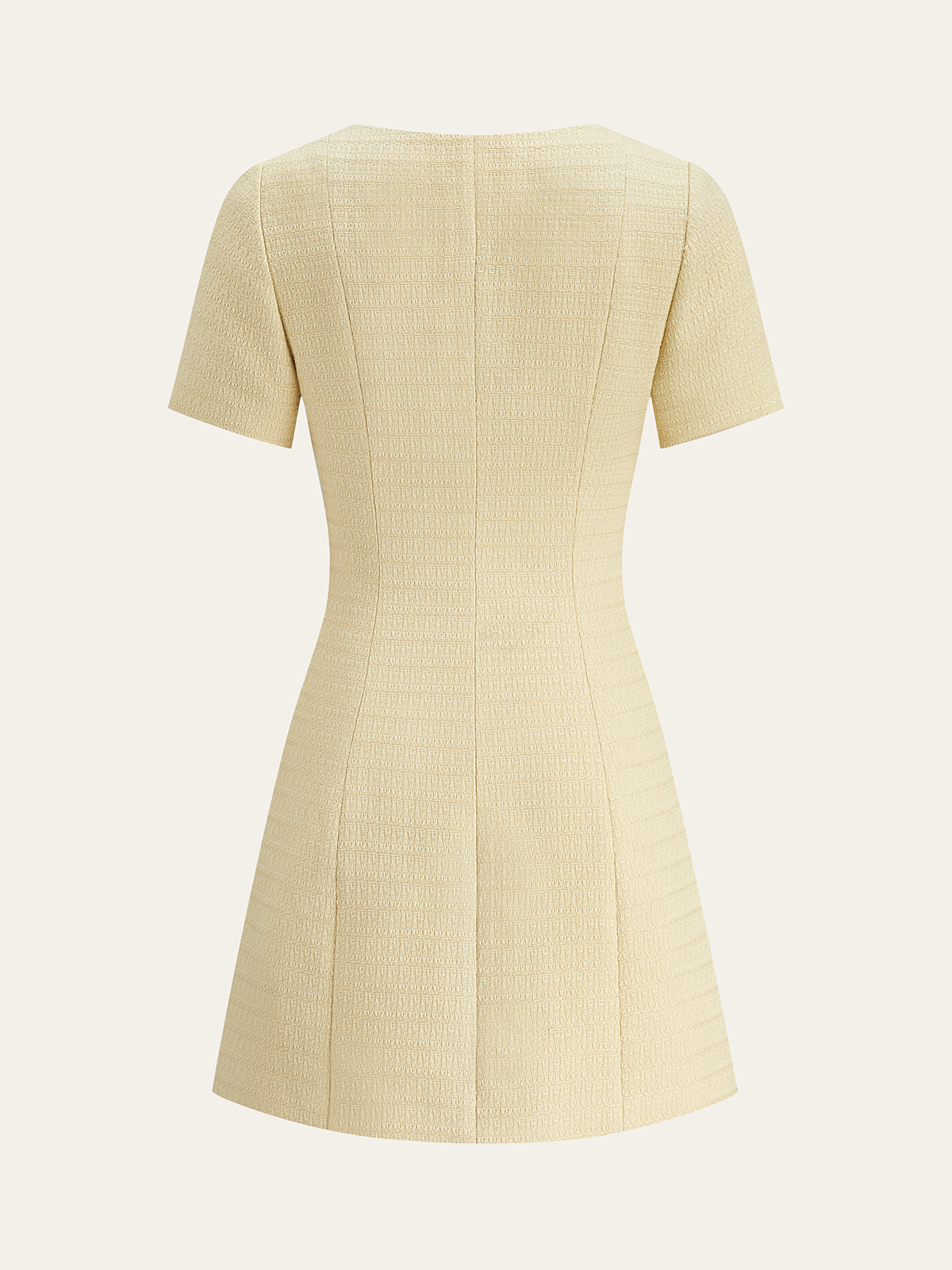 Tweed Square-Neck Button Mini Dress-Massicos