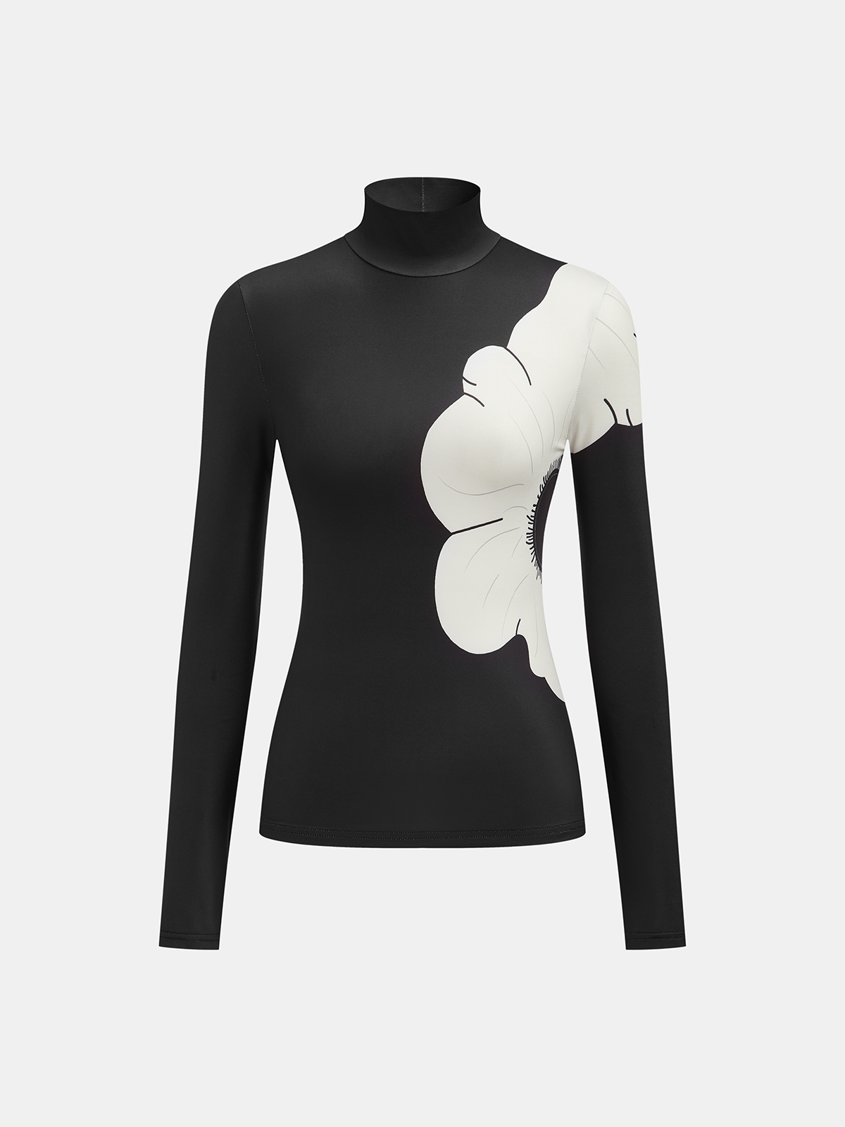 Floral Print Mock Neck Blouse-Massicos